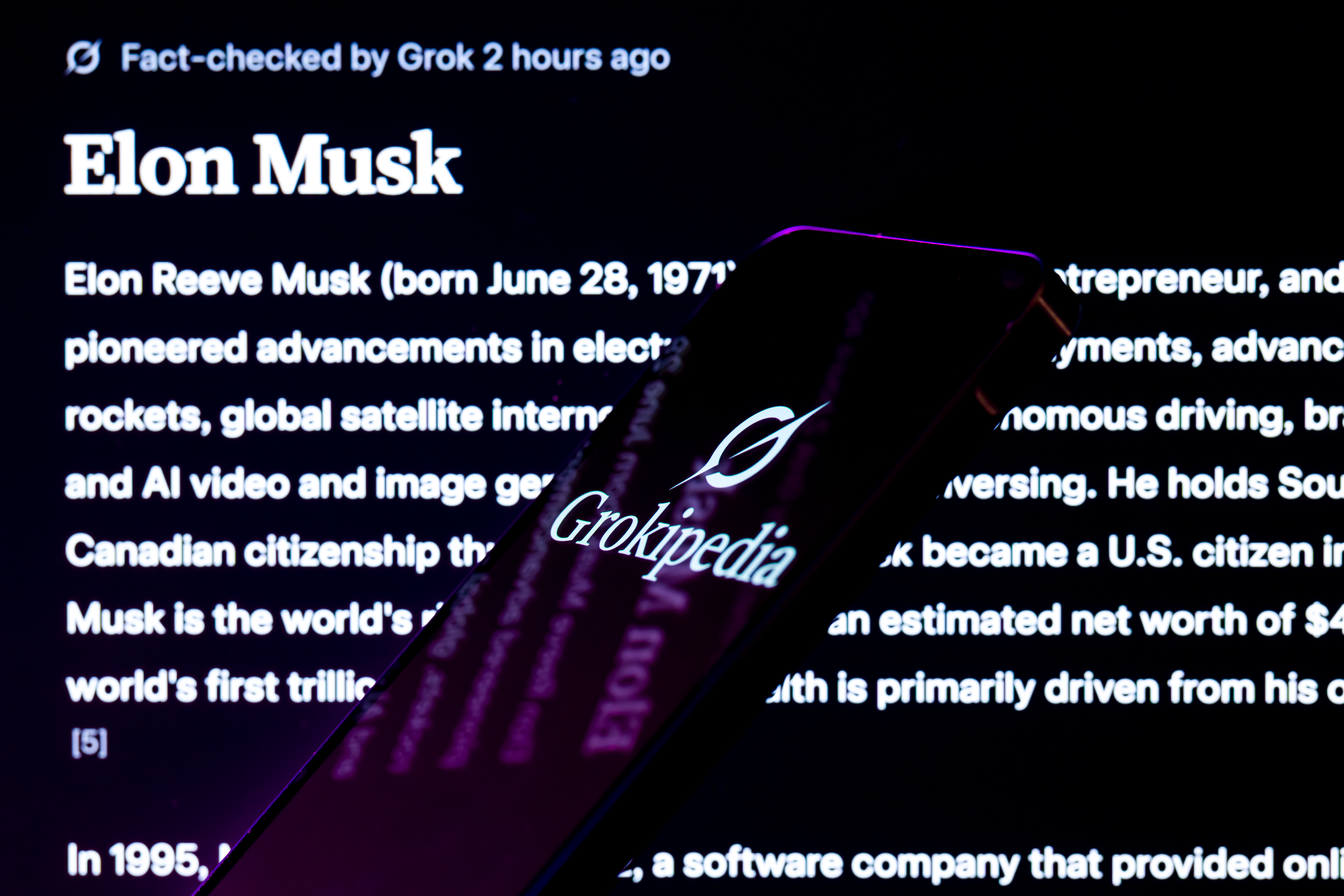 The Grokipedia page about Elon Musk