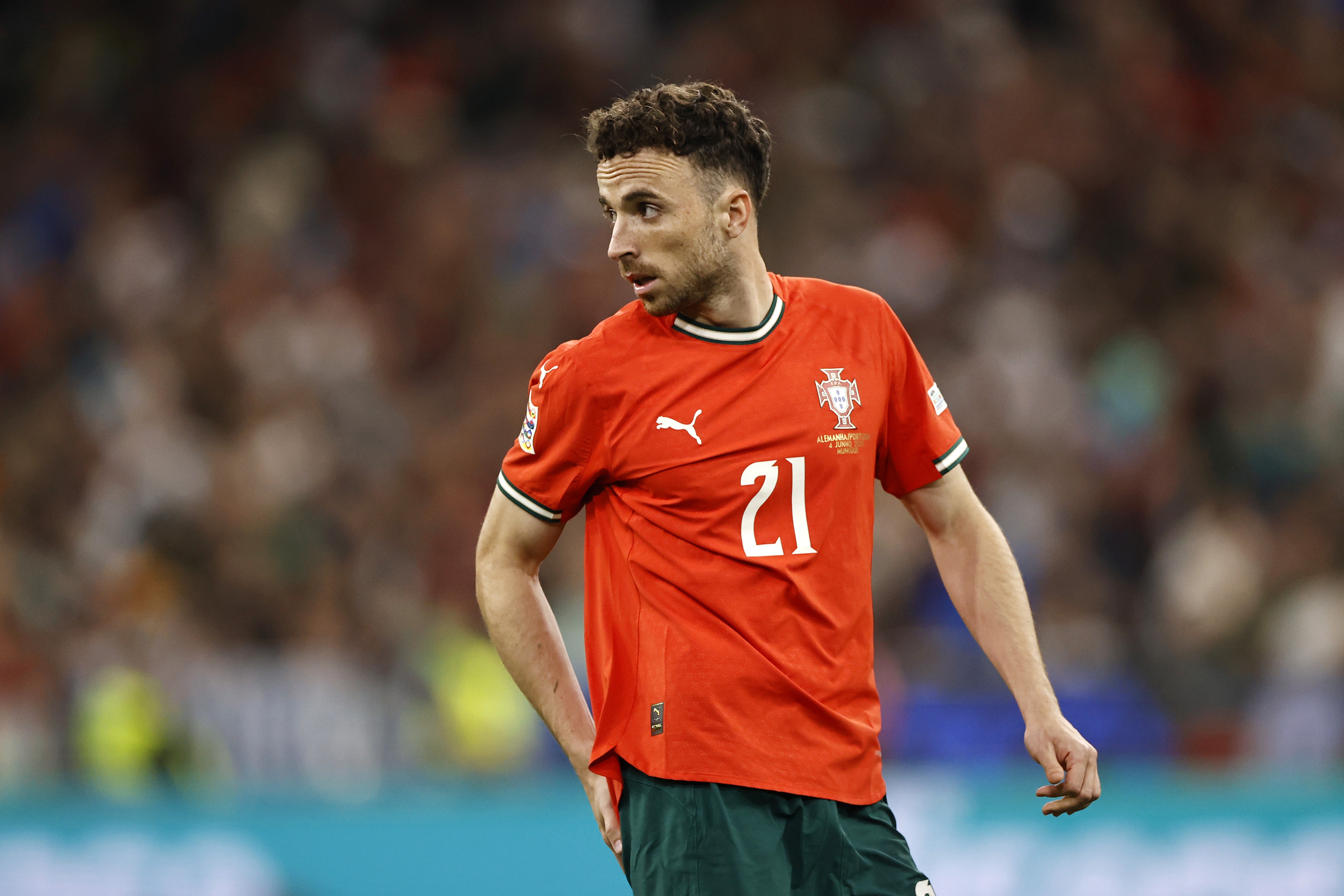MUNCHEN - Diogo Jota of Portugal during the UEFA Nations League semifinal match Germany v. Portugal at the Munich Football Arena on June 4, 2025 in Munich, Germany. ANP | Hollandse Hoogte | MAURICE VAN STEEN (Photo by ANP via Getty Images)
