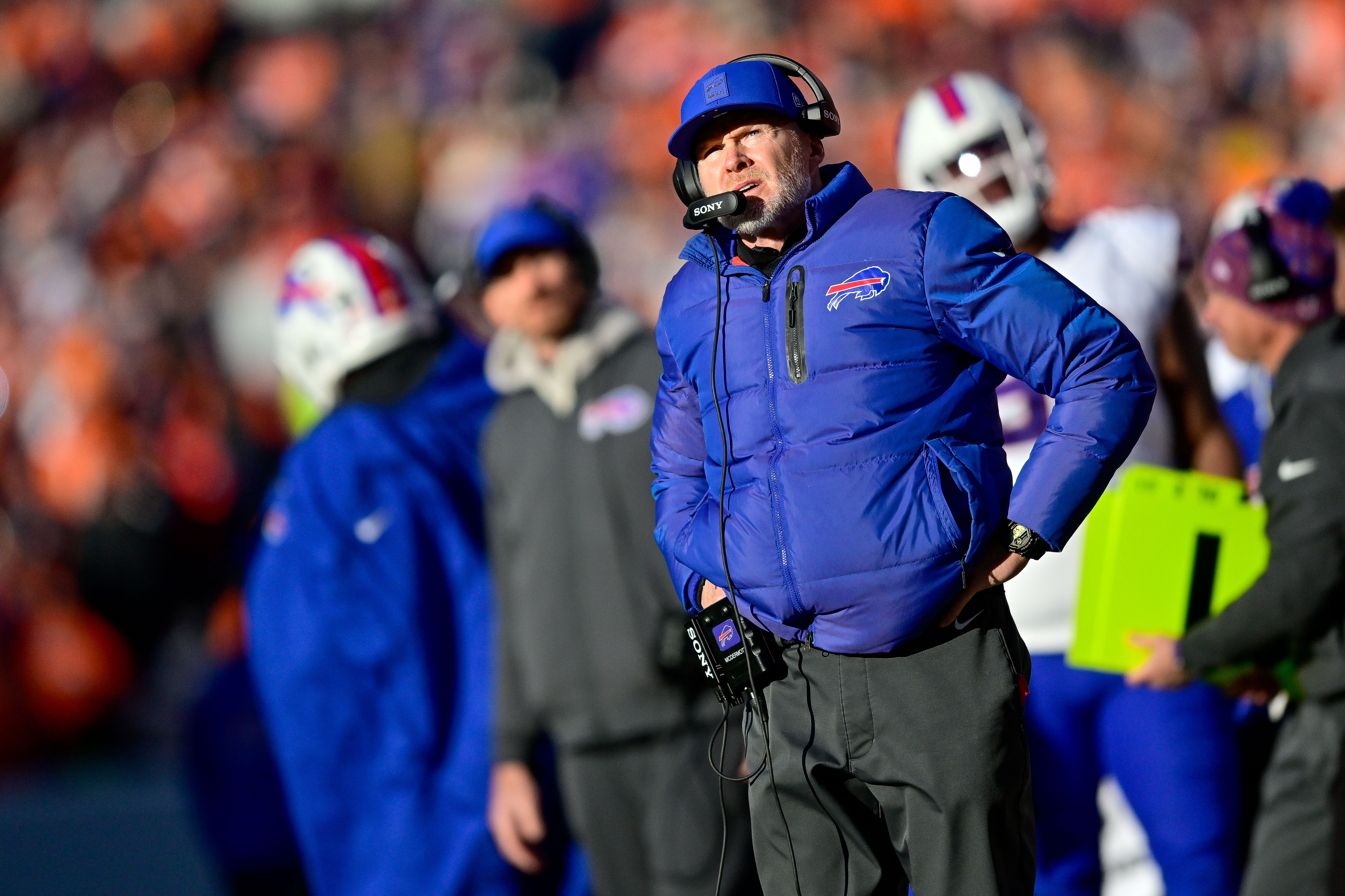 Buffalo Bills head coach Sean McDermott was fired after a loss to the Broncos in the divisional round. (Photo by Dustin Bradford/Icon Sportswire via Getty Images)