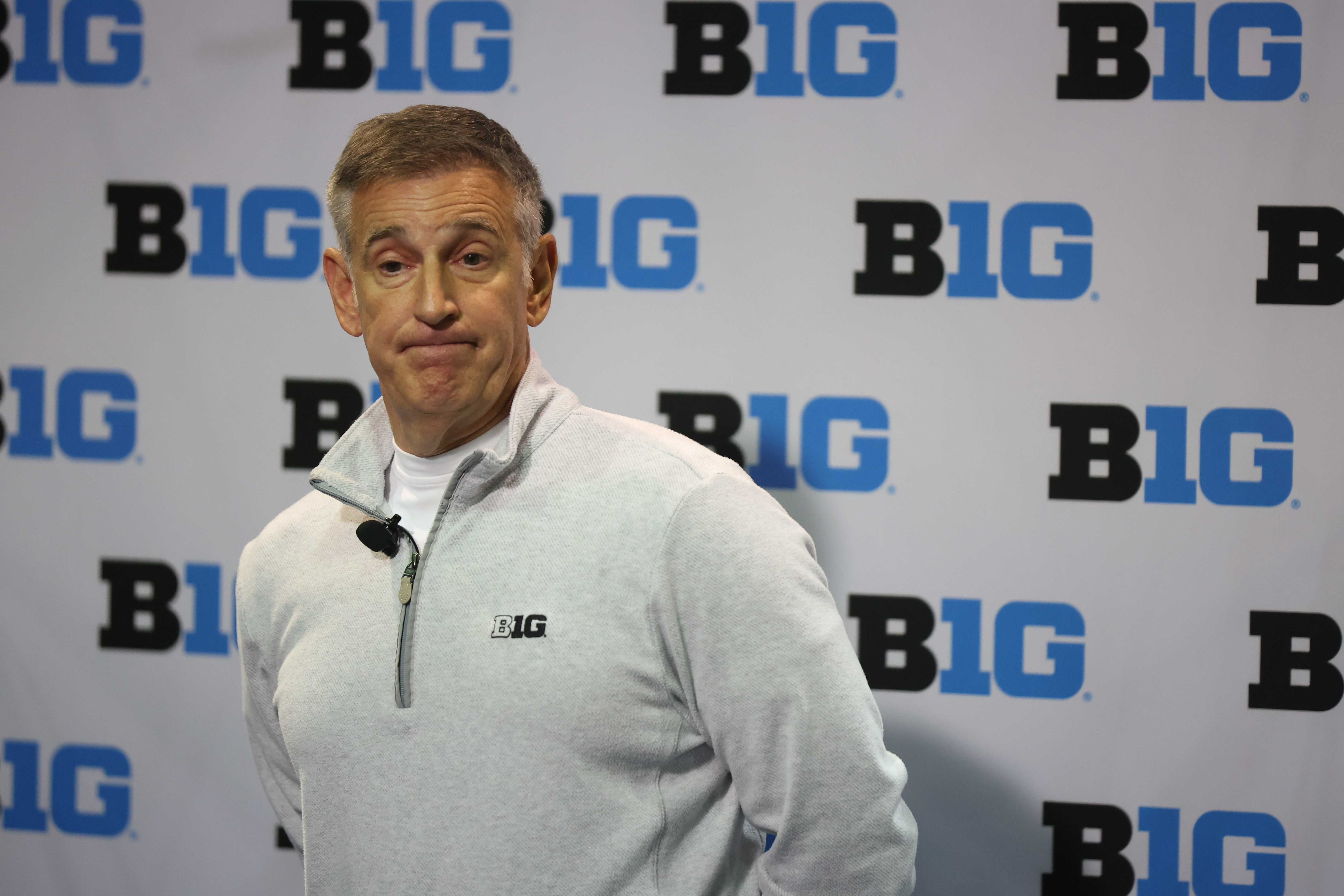 Oct 9, 2025; Rosemont, IL, USA; Big Ten Commissioner Tony Petitti speaks during Big Ten MenÕs Basketball Media Days at the Donald E. Stephens Convention Center. Mandatory Credit: Talia Sprague-Imagn Images