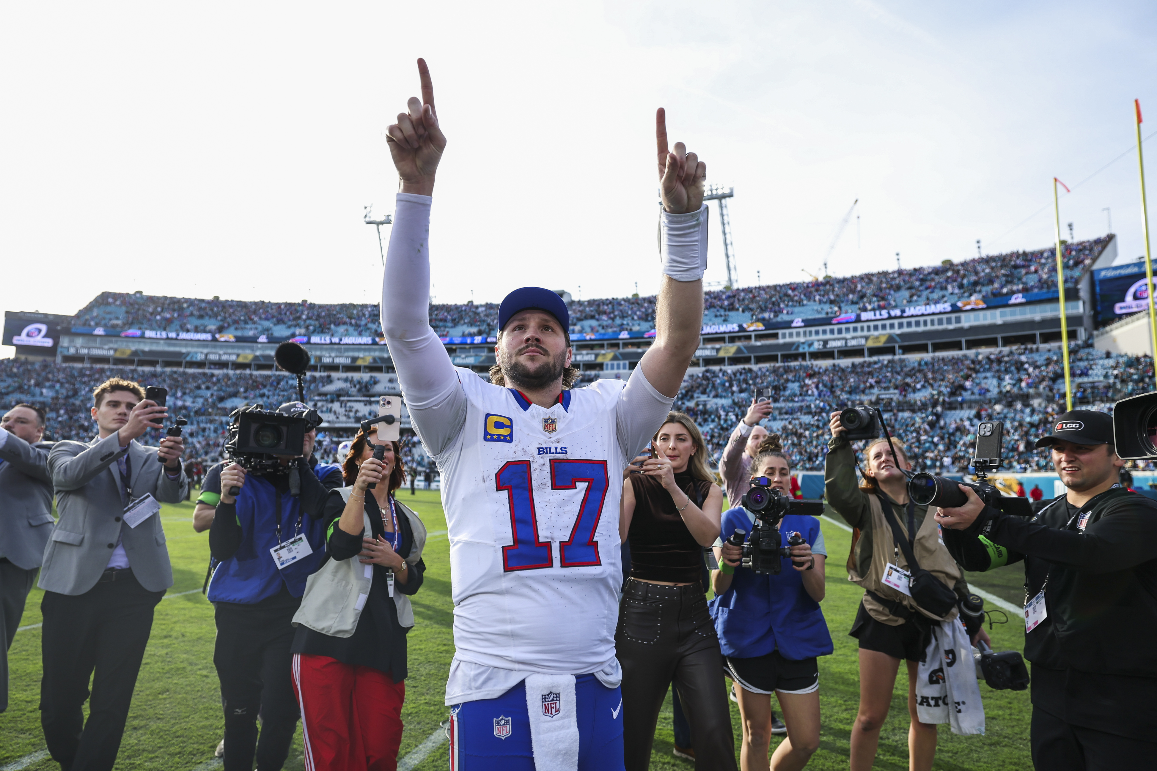 Josh Allen and the Buffalo Bills are coming off a dramatic road win at the Jaguars. (Photo by Logan Bowles/Getty Images)