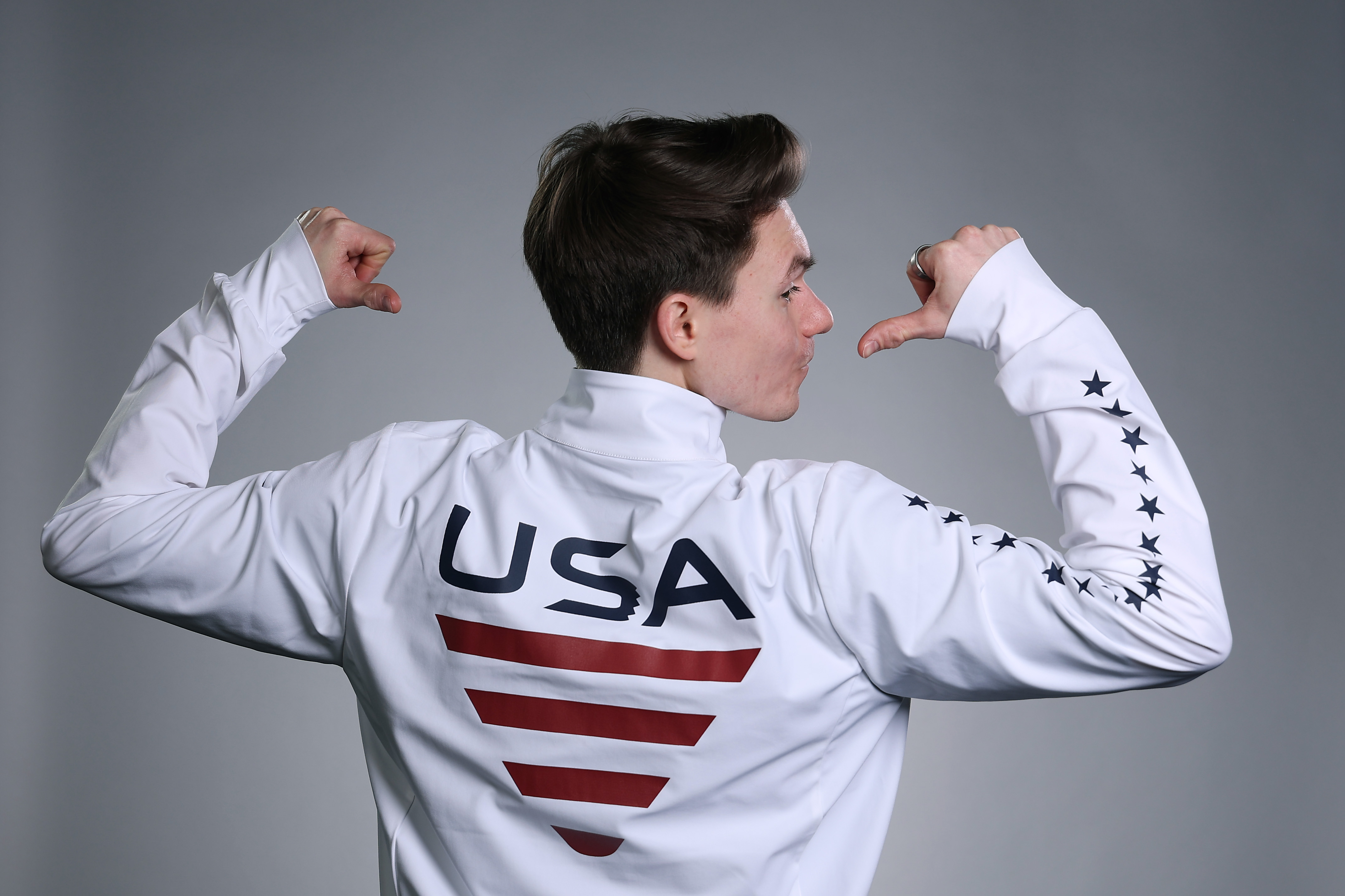 ST LOUIS, MISSOURI - JANUARY 11: Maxim Naumov poses for a portrait after being named to the 2026 United States Figure Skating Olympic team at Enterprise Center on January 11, 2026 in St Louis, Missouri. (Photo by Jamie Squire/Getty Images)