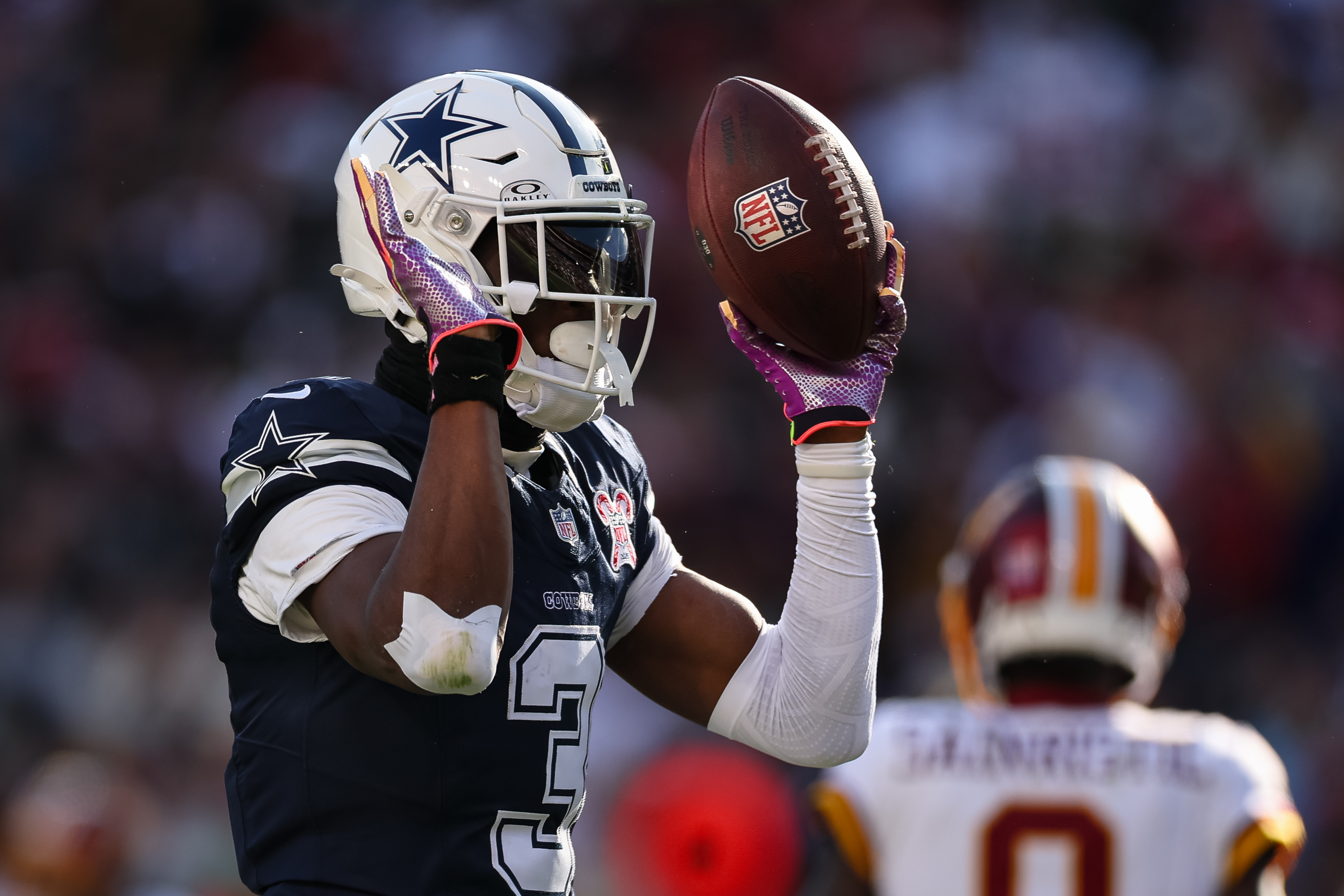 George Pickens had 1,429 yards for the Cowboys last season. (Photo by Scott Taetsch/Getty Images)