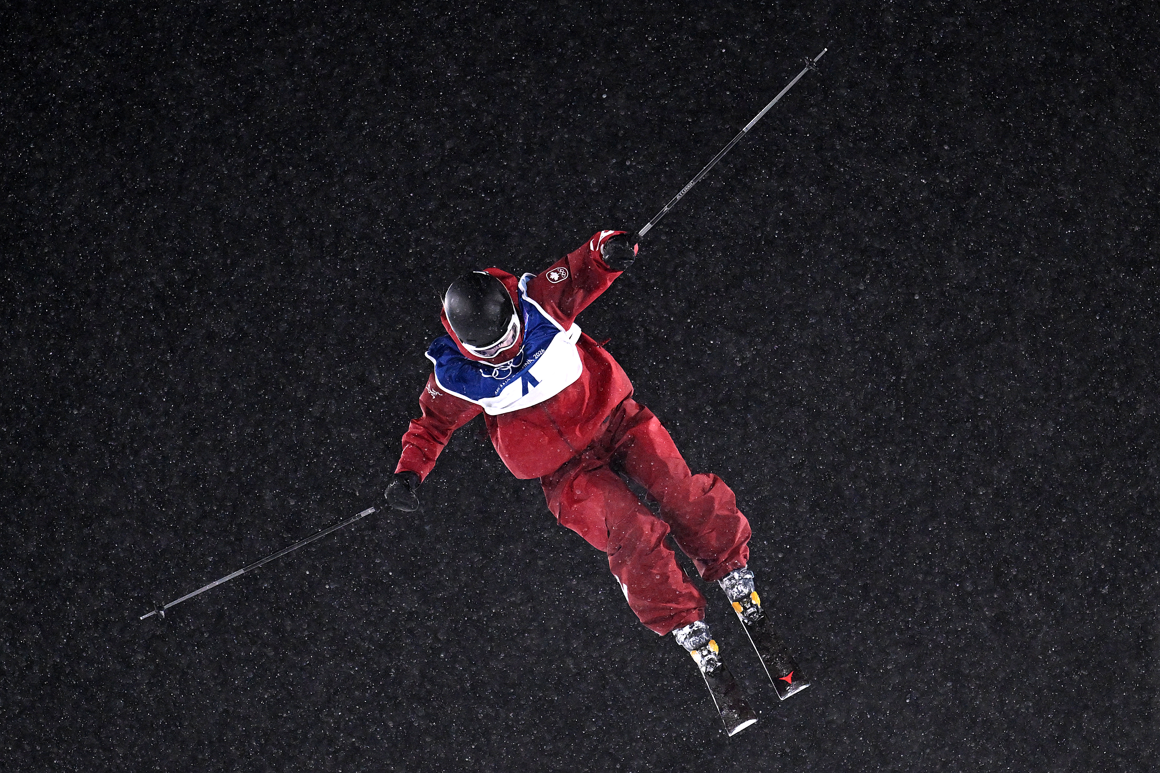 Canada's Megan Oldham competes in the women's freeski big air final during the Winter Olympics. (Photo by Kirill KUDRYAVTSEV / AFP via Getty Images)