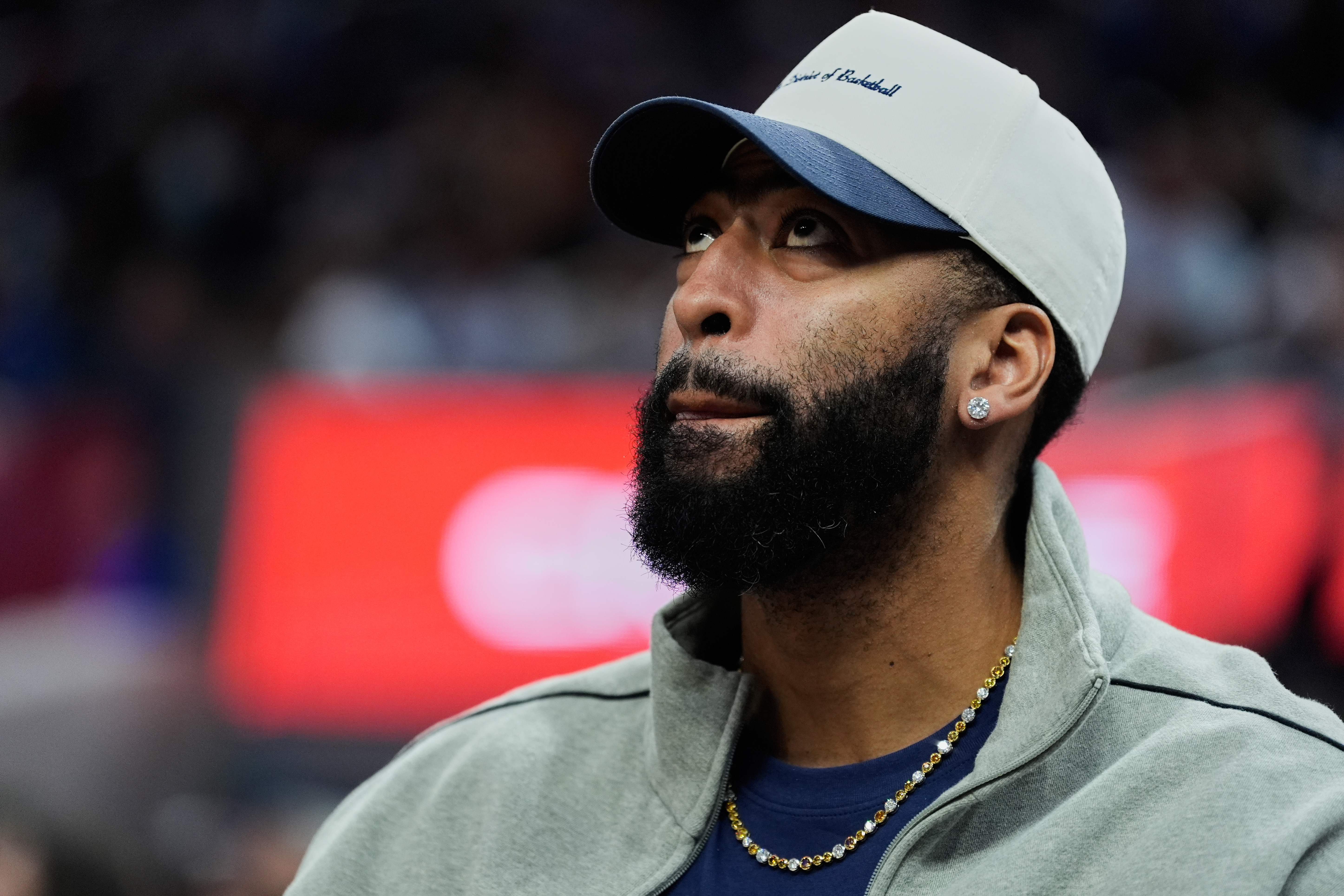 Washington Wizards' Anthony Davis sits on the bench during the second half of an NBA basketball game against the Golden State Warriors, Friday, March 27, 2026, in San Francisco. (AP Photo/Godofredo A. Vásquez)