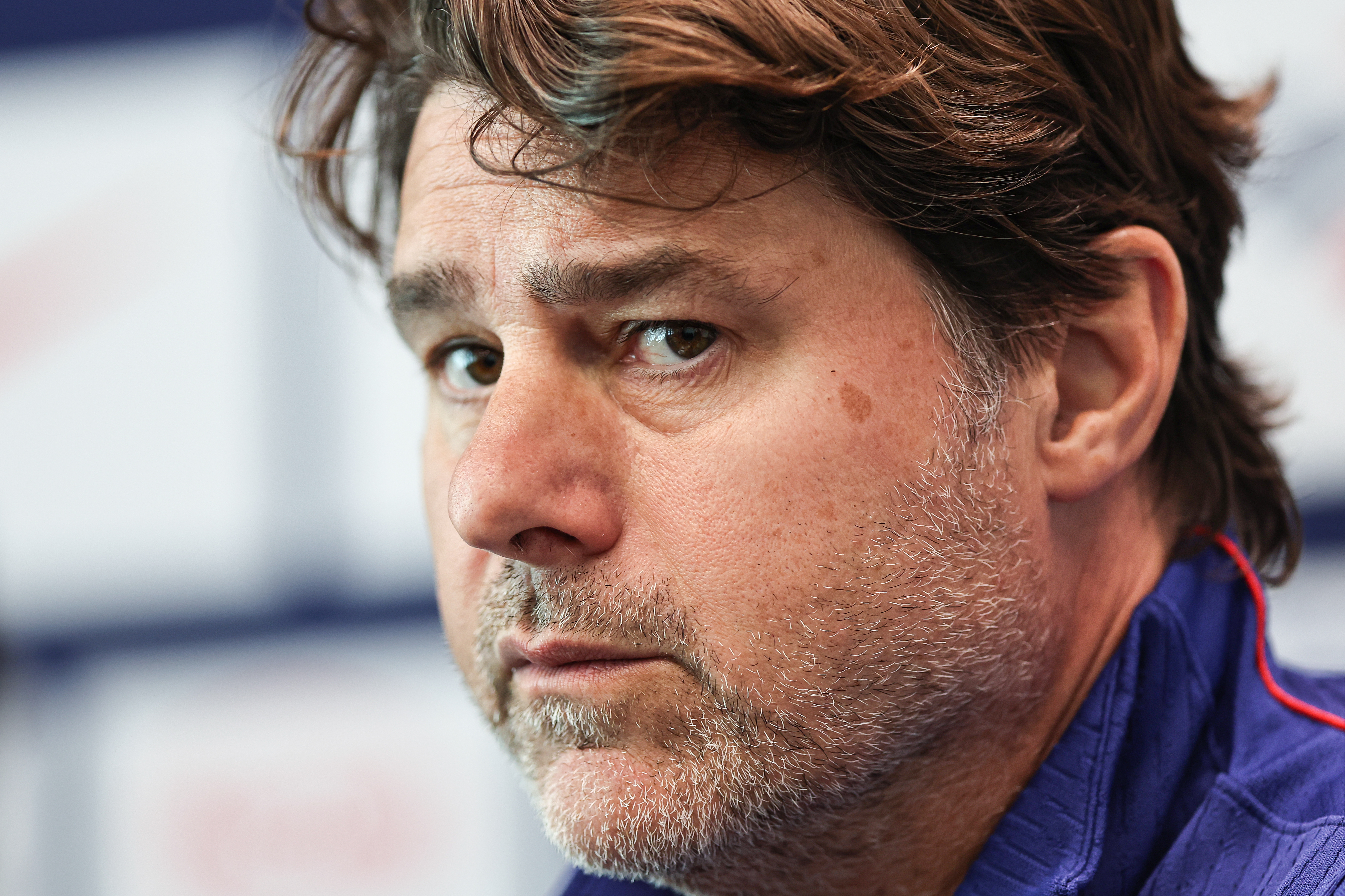 ATLANTA, GEORGIA - MARCH 30: Head coach of the United States Mauricio Pochettino speaks with the media during a press conference before an international friendly match against Portugal at Atlanta United FC Training Ground on March 30, 2026 in Atlanta, Georgia. (Photo by Omar Vega/Getty Images)
