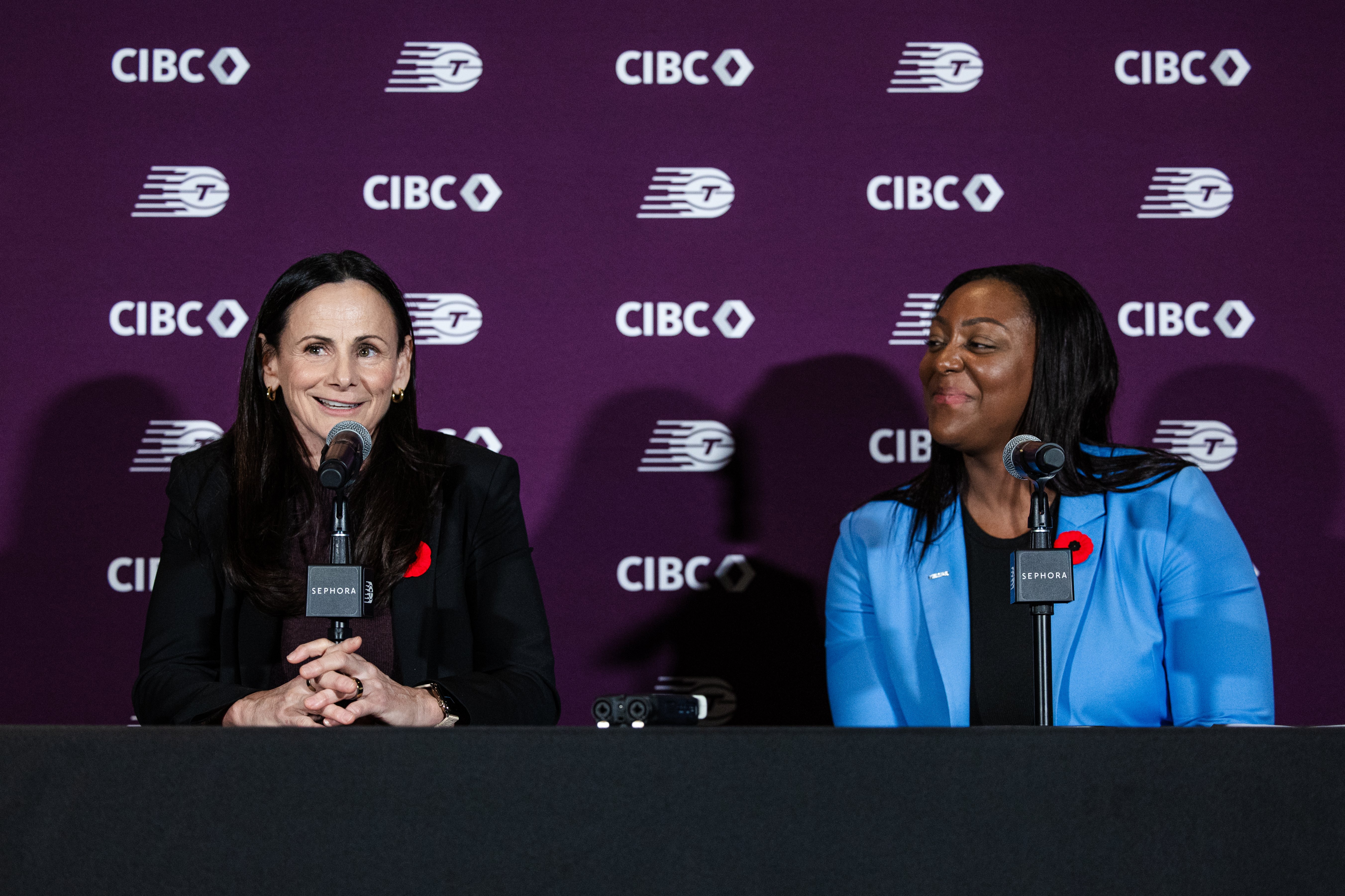 Toronto, ON - November 4: Toronto Tempo new head coach Sandy Brondello and General Manager Monica Wright Rogers speaks to the media. PD Nick Lachance/Toronto Star Nick Lachance/Toronto Star        (Nick Lachance/Toronto Star via Getty Images)