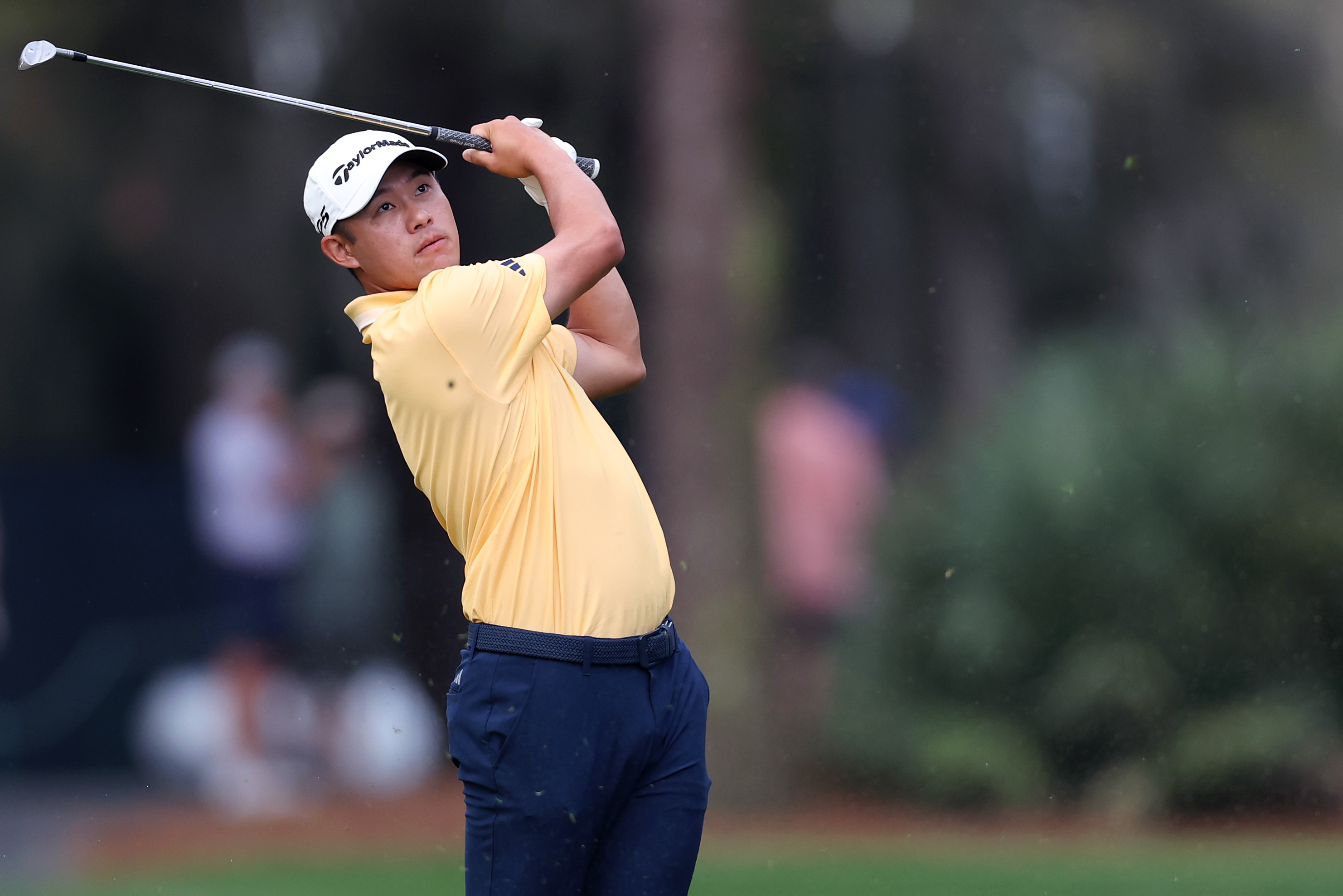 PONTE VEDRA BEACH, FLORIDA - MARCH 12: Collin Morikawa of the United States plays a shot on the tenth hole during the first round of THE PLAYERS Championship 2026 at THE PLAYERS Stadium course at TPC Sawgrass on March 12, 2026 in Ponte Vedra Beach, Florida. (Photo by Kevin C. Cox/Getty Images)