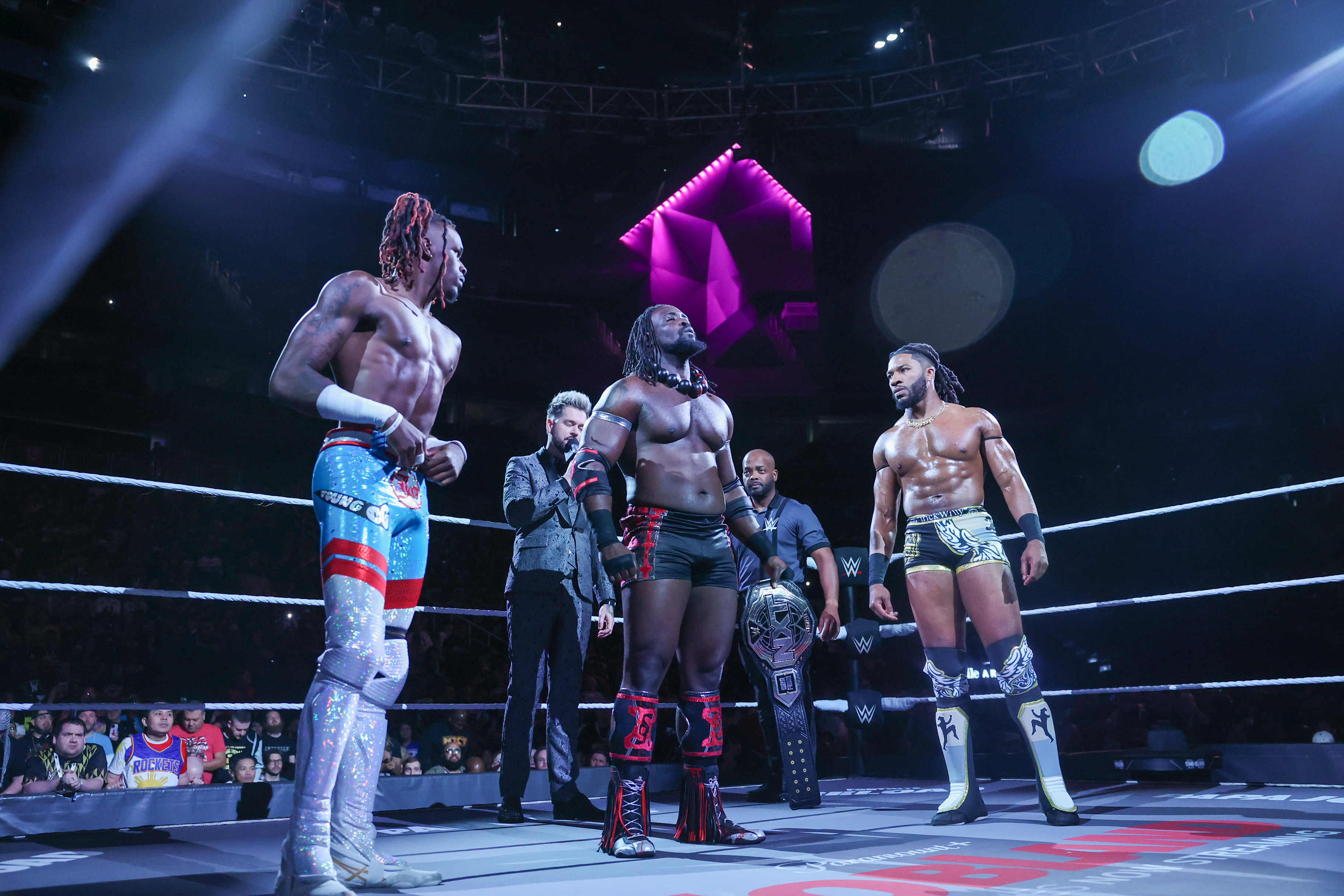 (left to right) Je'Von Evans, Oba Femi, Trick Williams