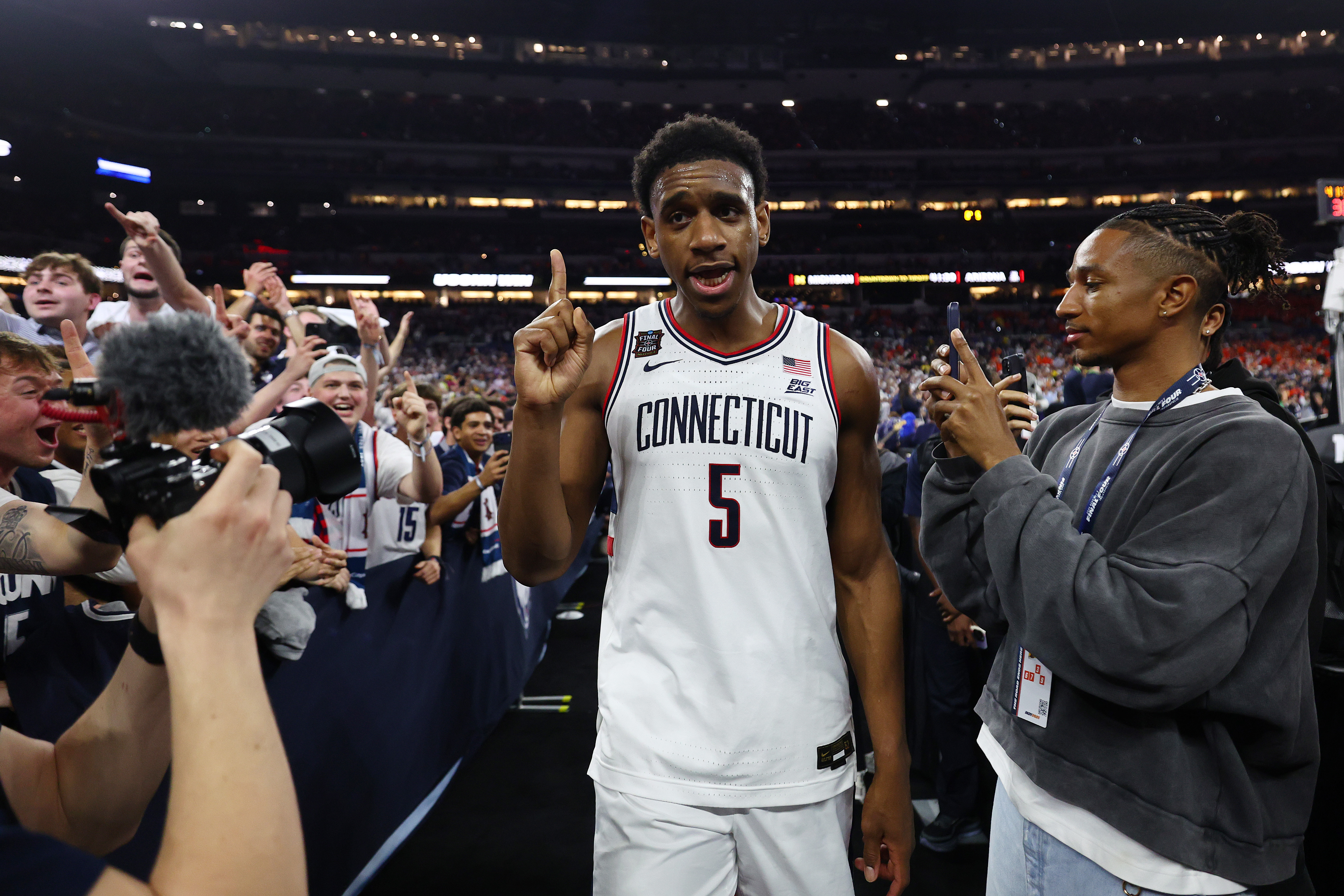 Tarris Reed Jr. and the Connecticut Huskies are vying for their third championship in three seasons. (Photo by Jamie Schwaberow/NCAA Photos via Getty Images)