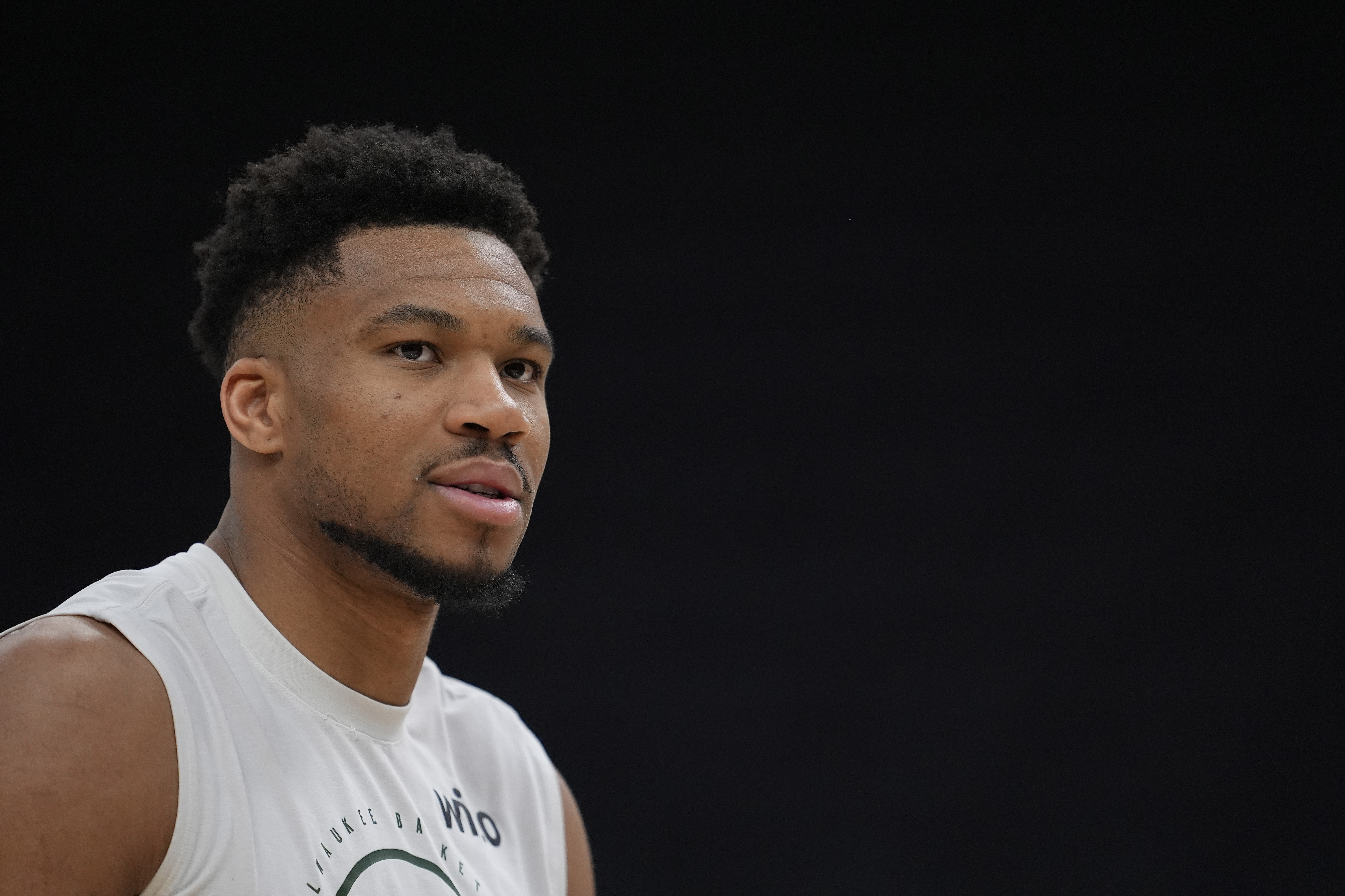 MILWAUKEE, WISCONSIN - MARCH 28: Giannis Antetokounmpo #34 of the Milwaukee Bucks works out before a game against the San Antonio Spurs at Fiserv Forum on March 28, 2026 in Milwaukee, Wisconsin. NOTE TO USER: User expressly acknowledges and agrees that, by downloading and or using this photograph, User is consenting to the terms and conditions of the Getty Images License Agreement. (Photo by Patrick McDermott/Getty Images)