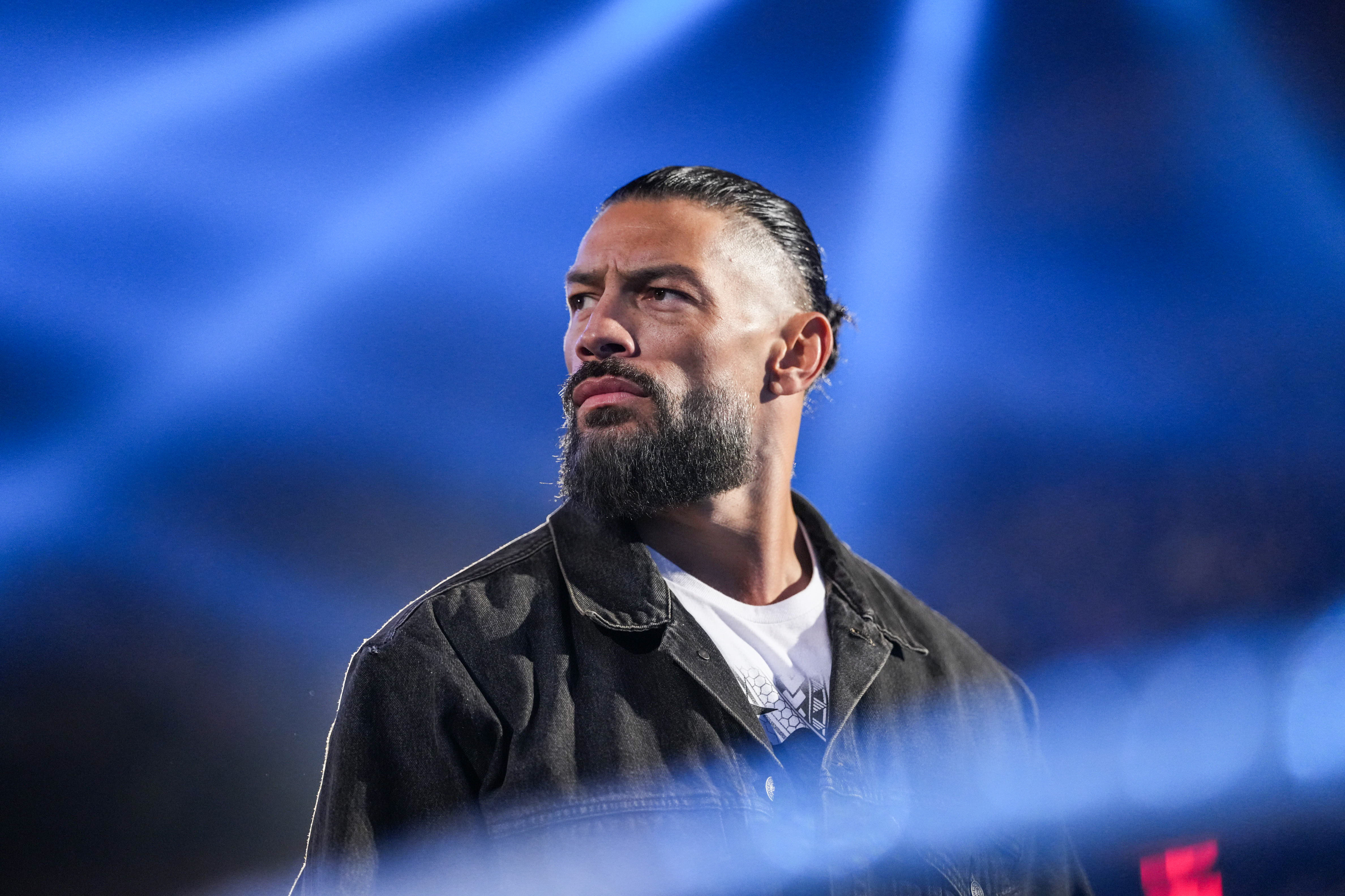 NEW YORK, NEW YORK - MARCH 30: Roman Reigns looks on in the ring during Monday Night RAW at Madison Square Garden on March 30, 2026 in New York, New York. (Photo by Rich Wade/WWE via Getty Images)