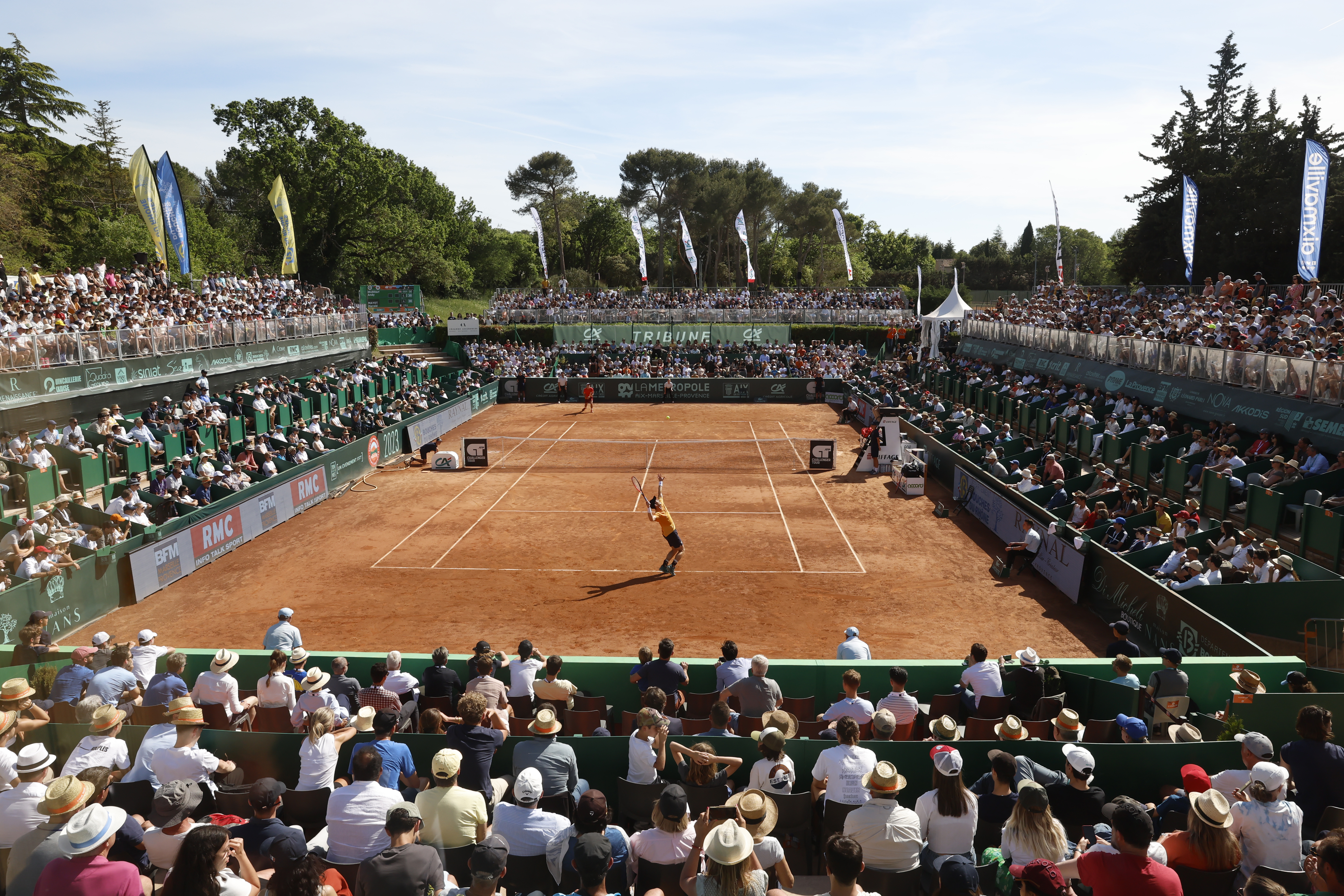 AIX-EN-PROVENCE, FRANCE - MAY 6: Andy Murray of Great Britain in action during his match against Harold Mayot of France on Court Credit Agricole during the Open Aix Provence Credit Agricole on Saturday May 6, 2023 in Aix-en-Provence, France. (Photo by Jared Wickerham/ATP Tour via Getty Images)