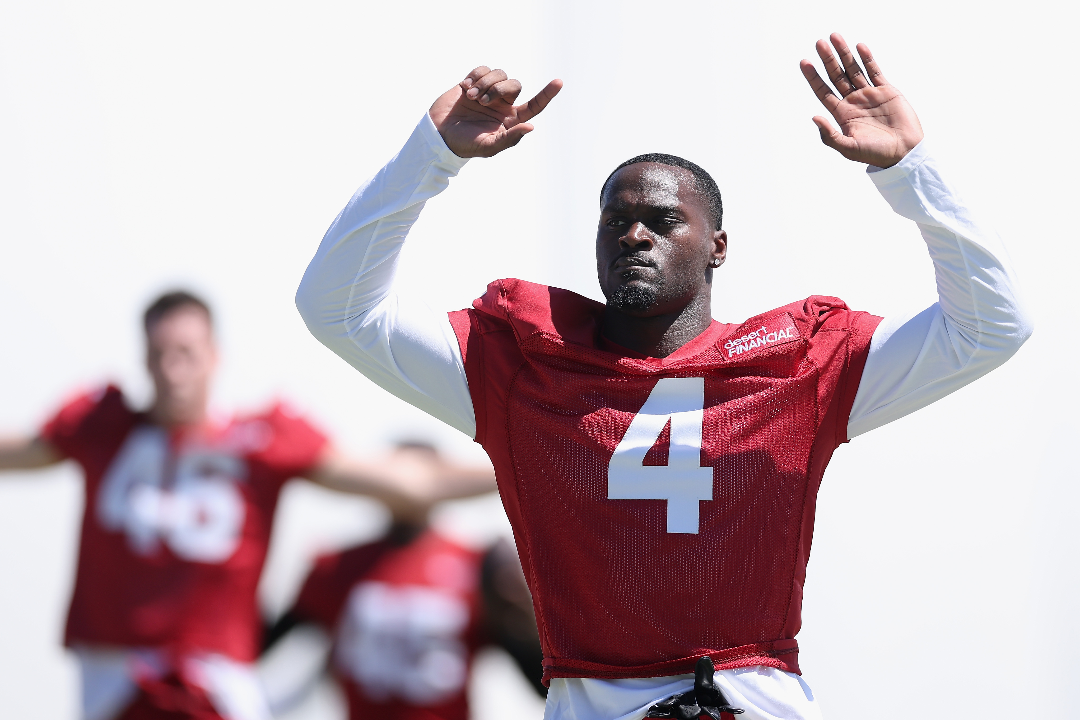TEMPE, ARIZONA - MAY 08: Jeremiyah Love #4 of the Arizona Cardinals practices in team rookie mincamp at Dignity Health Arizona Cardinals Training Center on May 08, 2026 in Tempe, Arizona. (Photo by Christian Petersen/Getty Images)