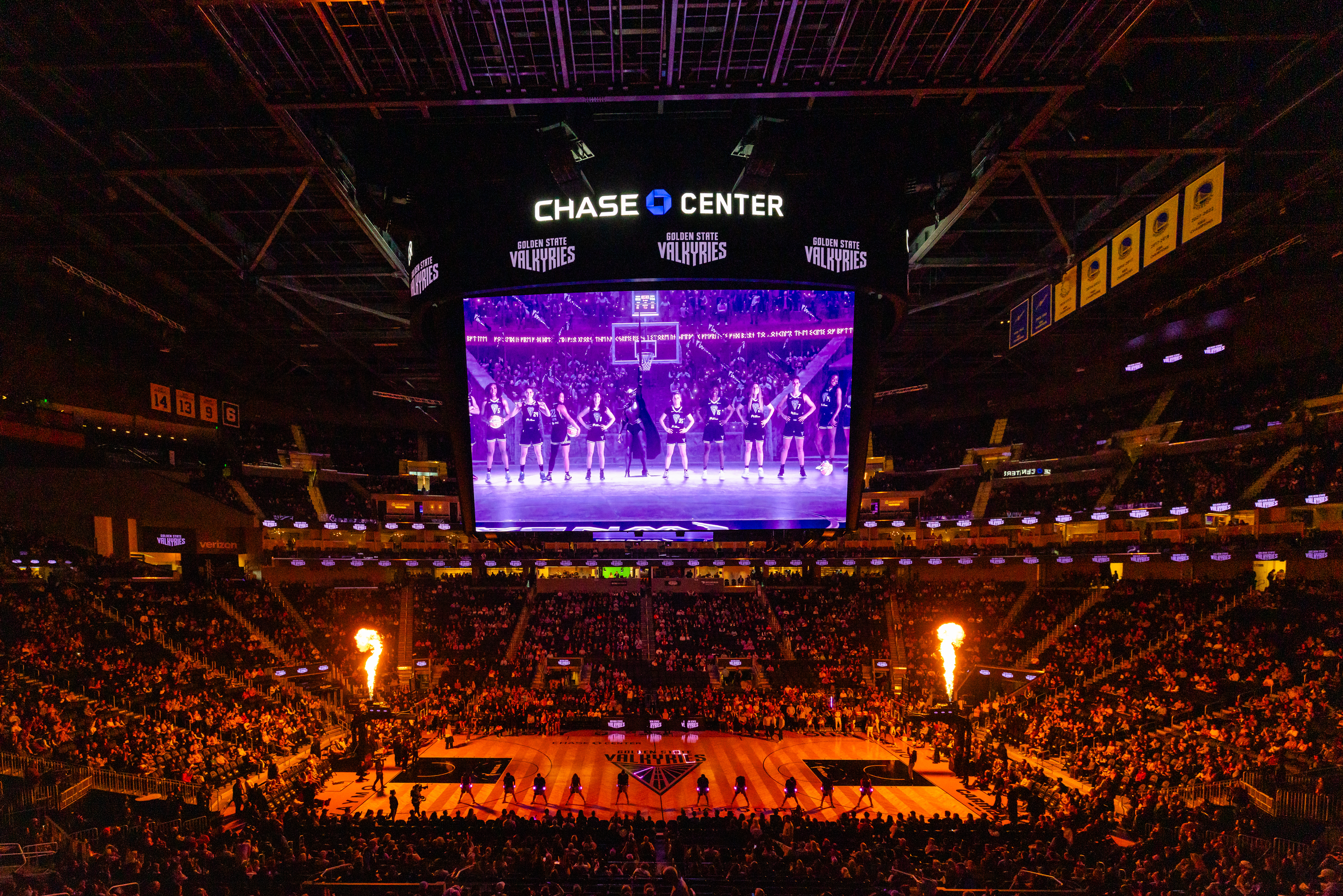 SAN FRANCISCO, CA - JUNE 14: A general view of Chase Center during team introductions before a WNBA Commissioner's Cup game between the Golden State Valkyries and the Seattle Storm on June 14, 2025 at the Chase Center in San Francisco, CA. (Photo by Matthew Huang/Icon Sportswire via Getty Images)
