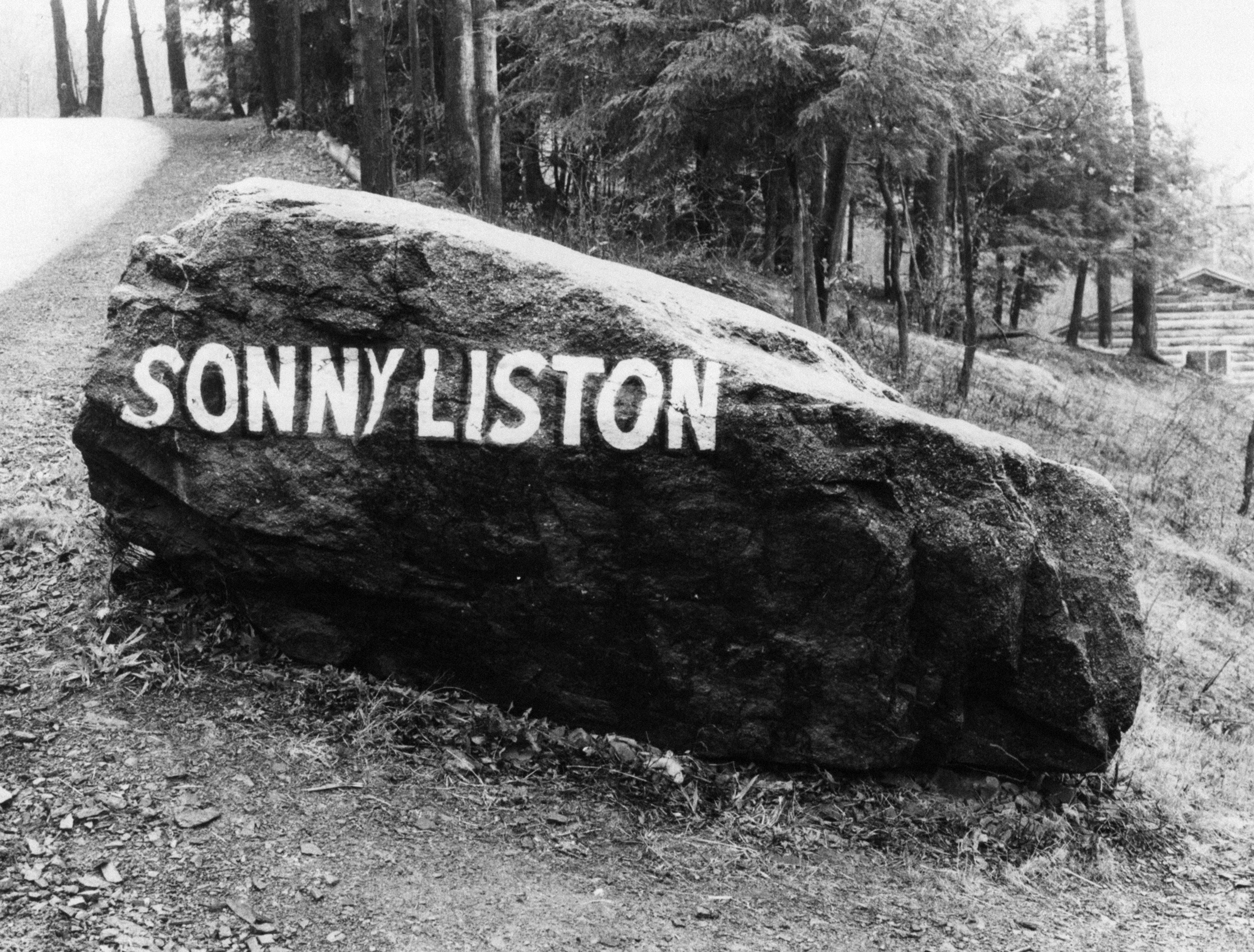 Boulder with Sonny Liston name painted on at Muhammad Ali's Training Camp in Deer Lake, Pennsylvania, USA, 8th June 1980, Many of the boulders at the complex have fighters names on, painted by Cassius Marcellus Clay Sr (father of Muhammad Ali), because they were some of the champion's favourite boxers. (Photo by Albert Foster/Daily Mirror/Mirrorpix/Getty Images)