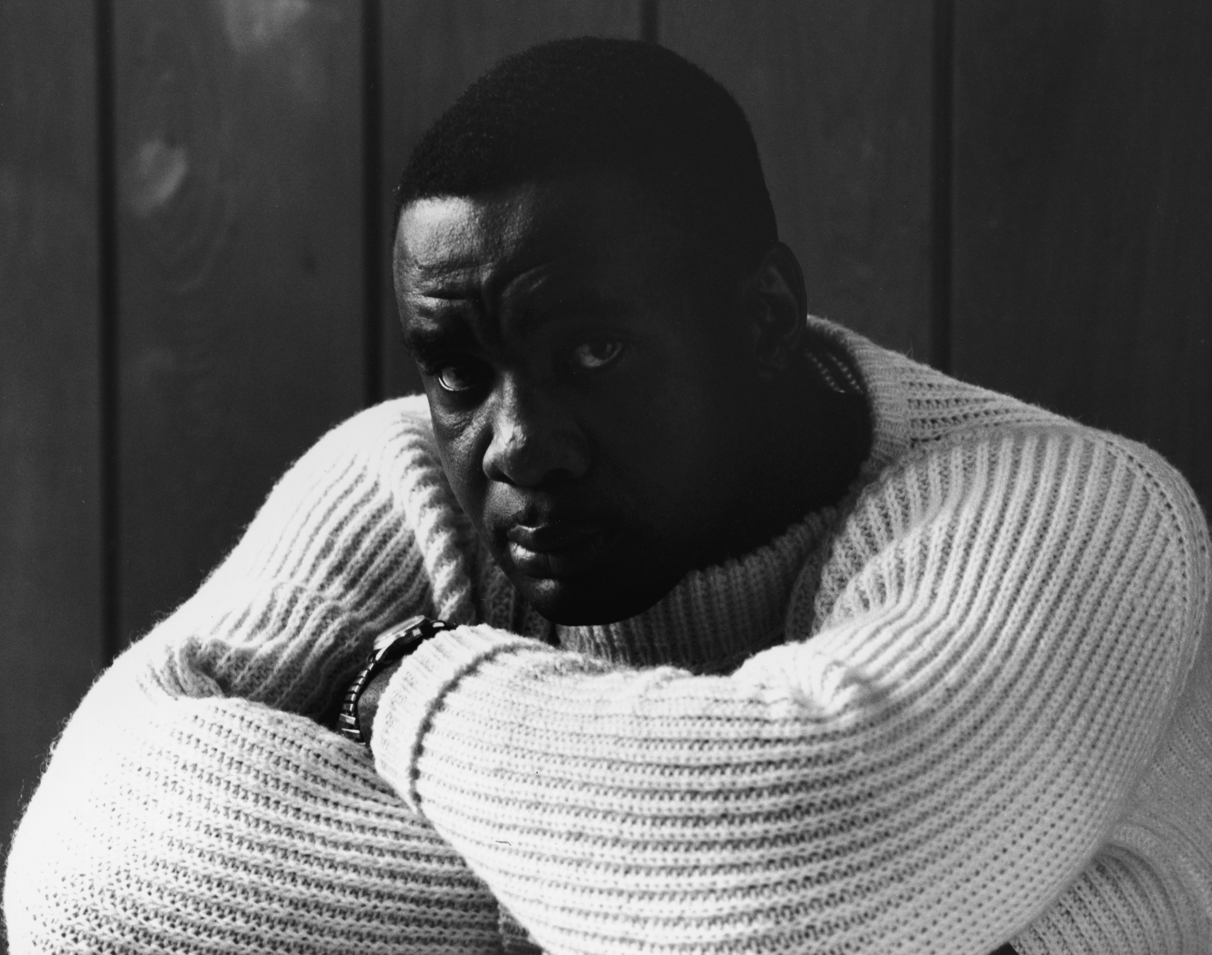 Portrait of American boxer Sonny Liston (1932 - 1970), dressed in a knit sweater, early 1960s. (Photo by Robert Riger/Getty Images)