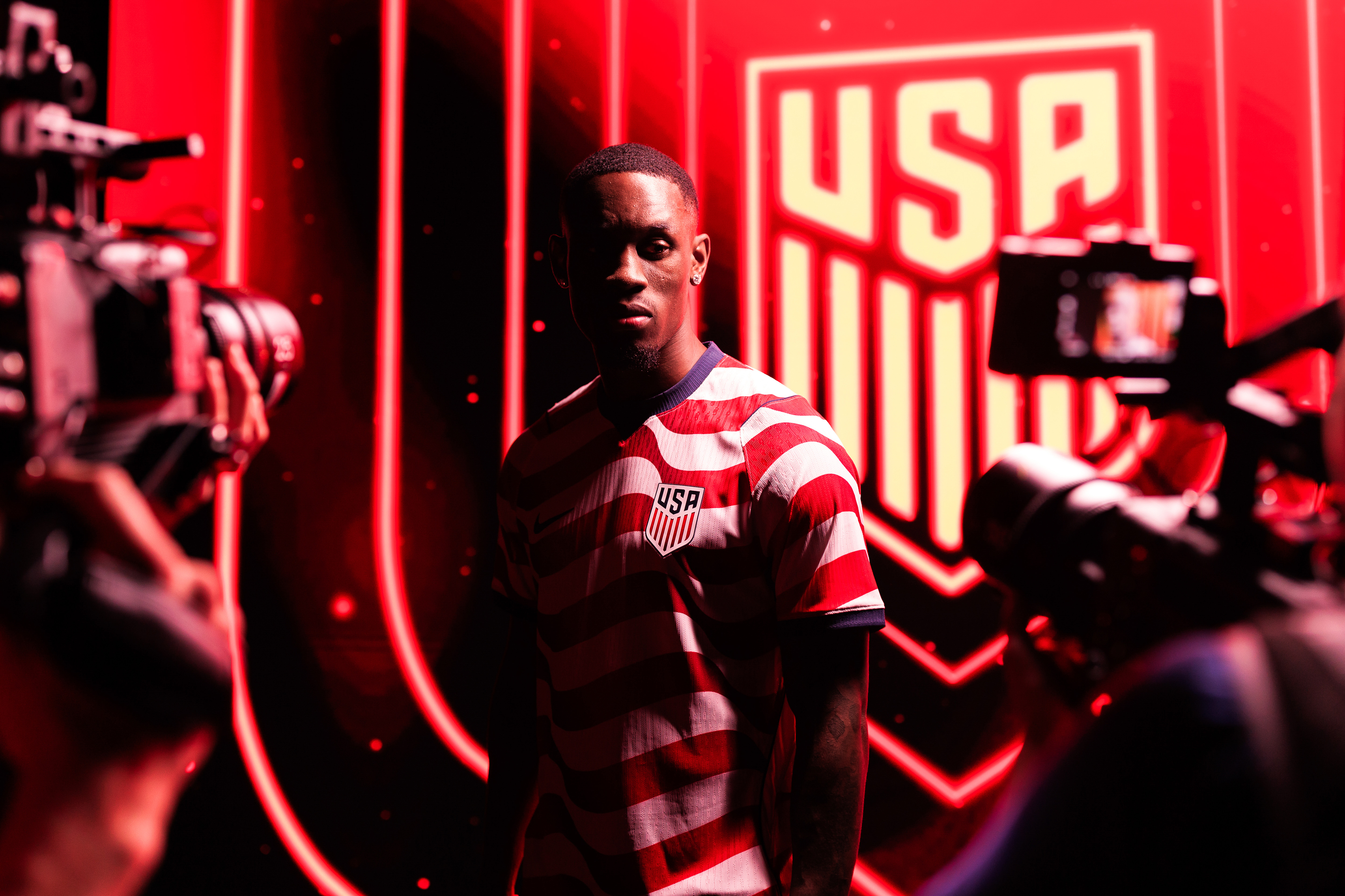 PHILADELPHIA, PENNSYLVANIA - NOVEMBER 10: Folarin Balogun of the United States Men's National Team poses for a portrait on November 10, 2025 in Philadelphia, Pennsylvania. (Photo by Andrea Vilchez/ISI Photos/USSF/Getty Images)