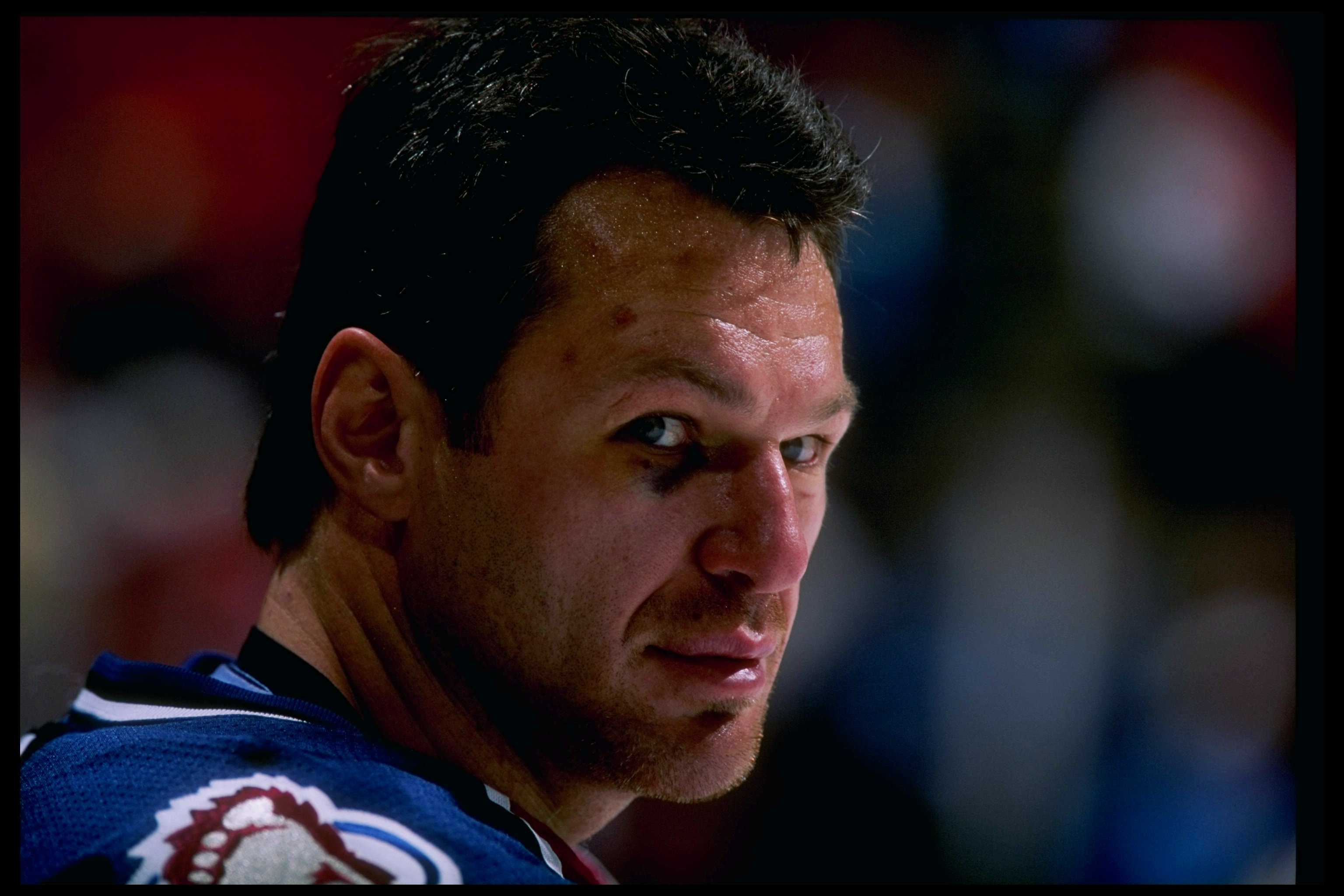14 Nov 1997:  Right wing Claude Lemieux of the Colorado Avalanche stands on the ice during a game against the New Jersey Devils at the McNichols Sports Arena in Denver, Colorado.  The Devils won the game 4-1. Mandatory Credit: Al Bello  /Allsport