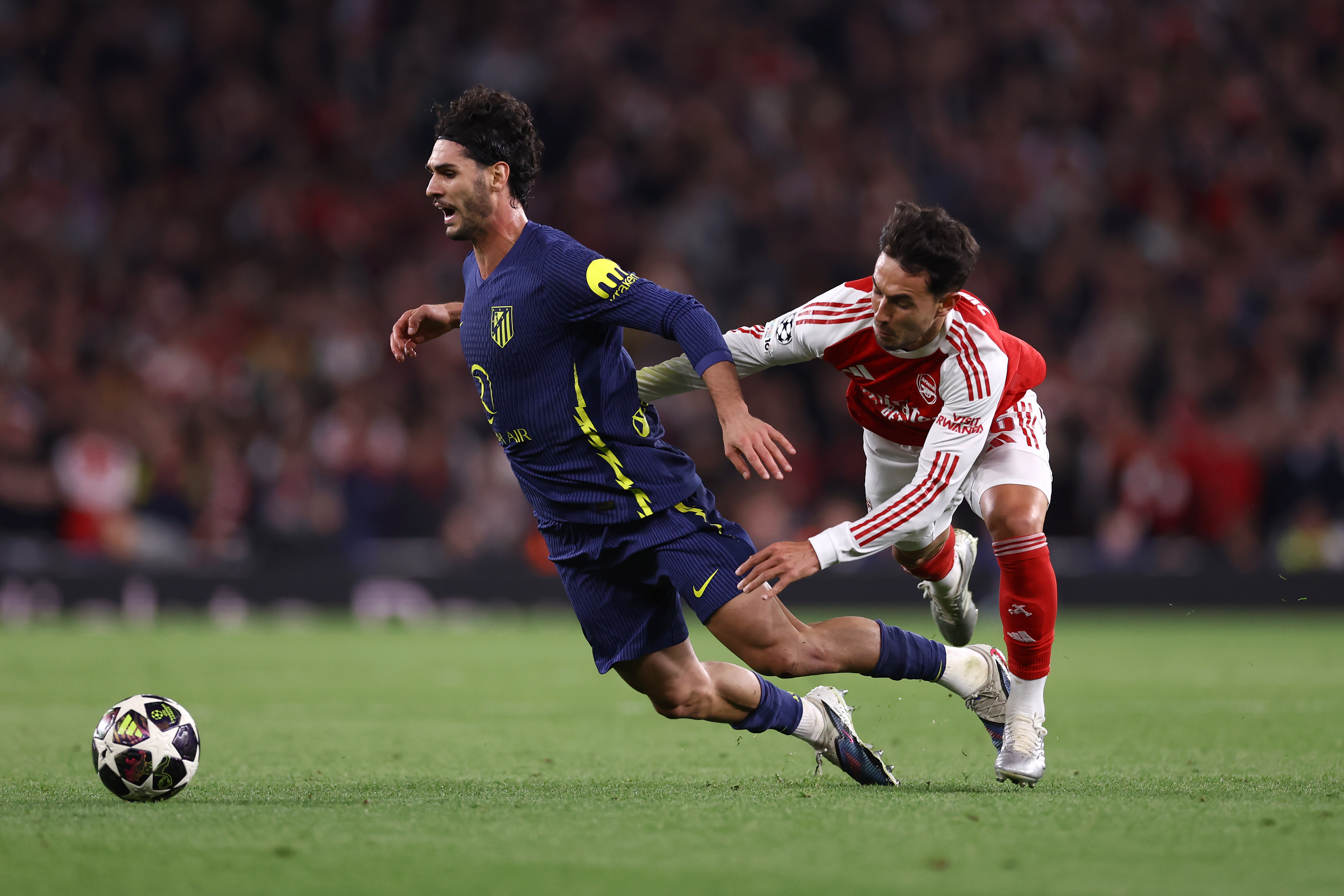LONDON, ENGLAND - MAY 5: Johnny Cardoso of Atletico Madrid and Martin Zubimendi of Arsenal  during the UEFA Champions League 2025/26 Semi Final Second Leg match between Arsenal FC and Atletico de Madrid at Arsenal Stadium on May 5, 2026 in London, United Kingdom. (Photo by Jacques Feeney/Offside/Offside via Getty Images)