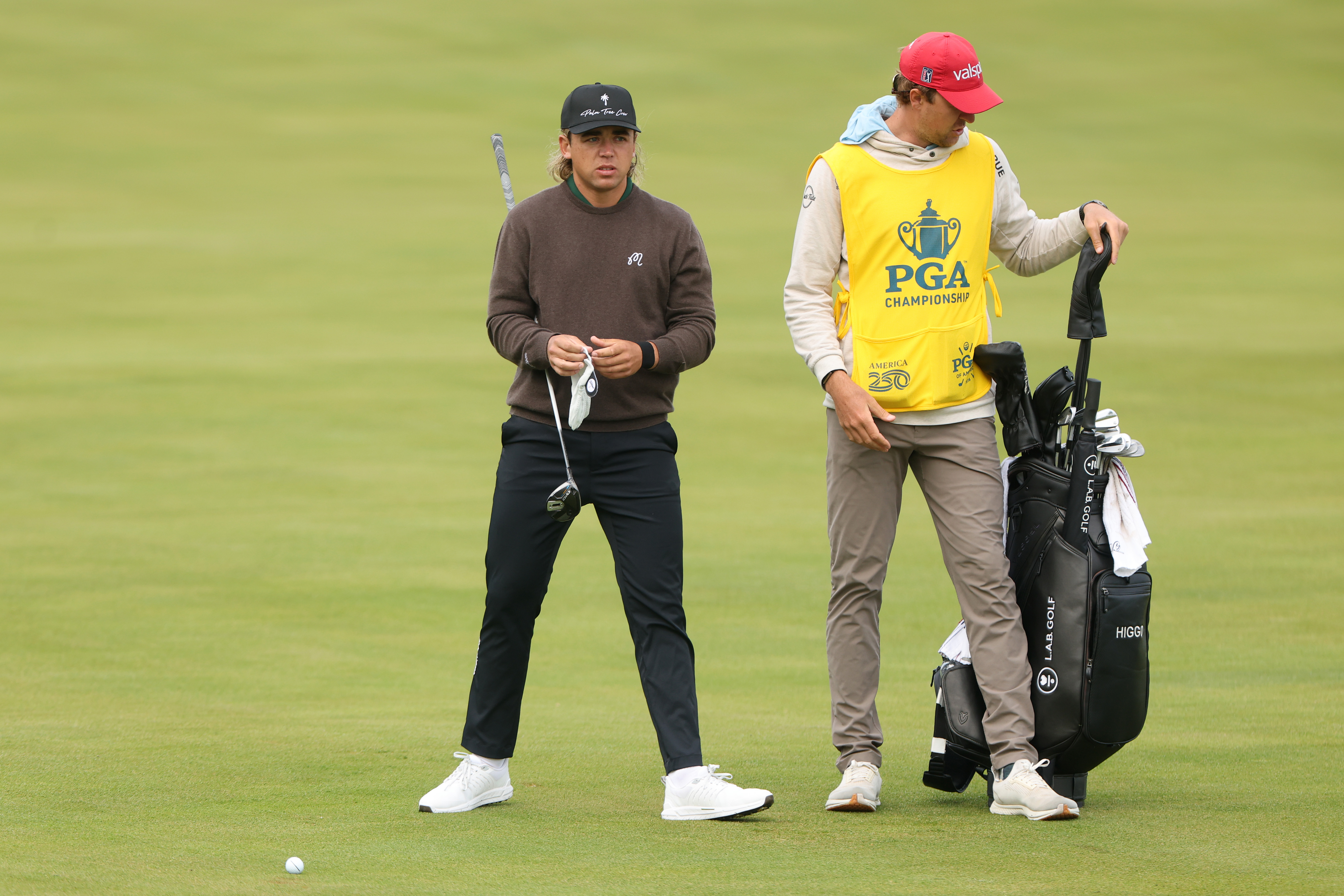 Garrick Higgo finally got to the tee at the PGA Championship. (Michael Reaves/Getty Images)