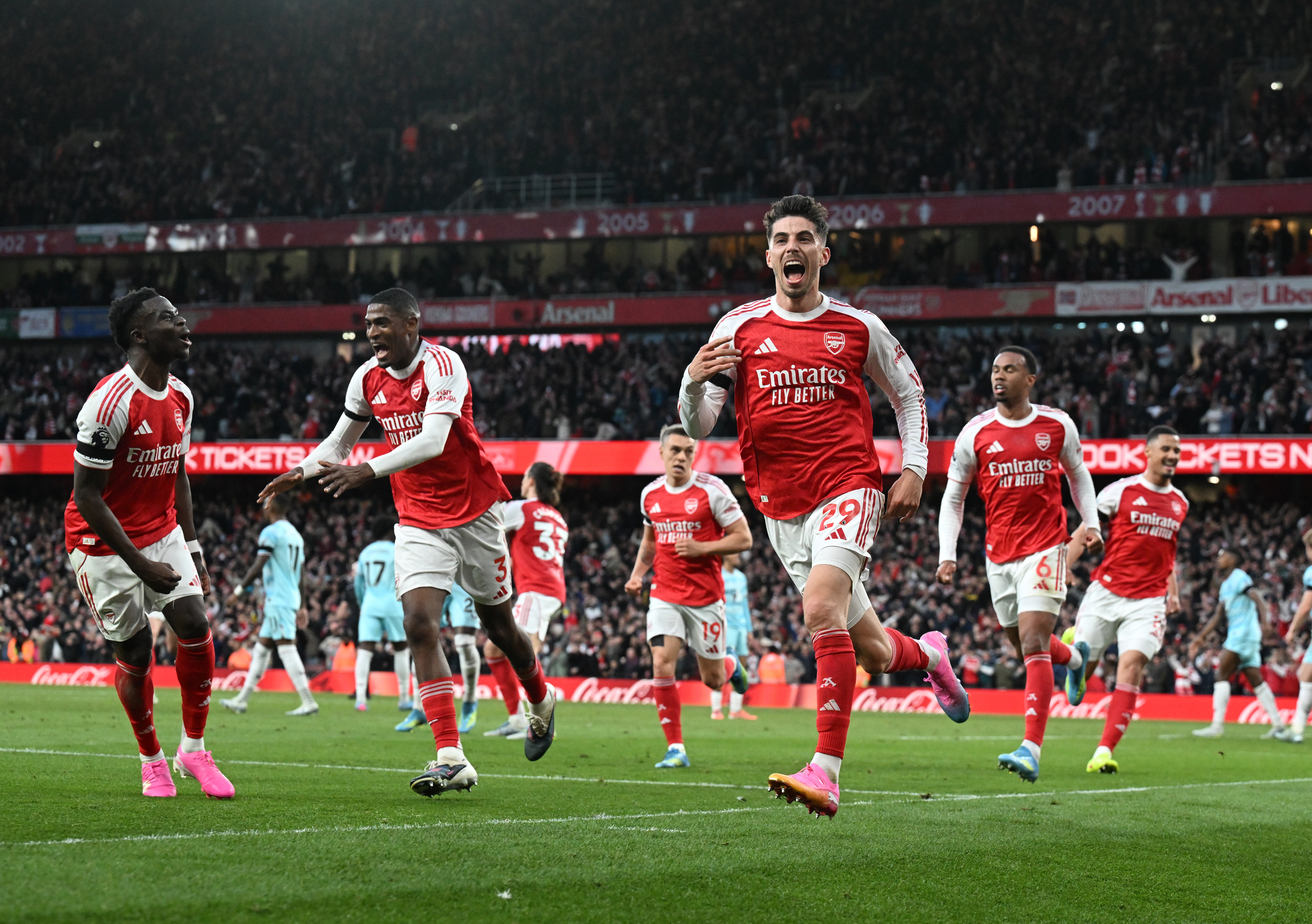 Kai Havertz (29) scored the decisive goal as Arsenal beat Burnley on Monday, points that proved critical to winning the Premier League. (Photo by Stuart MacFarlane/Arsenal FC via Getty Images)