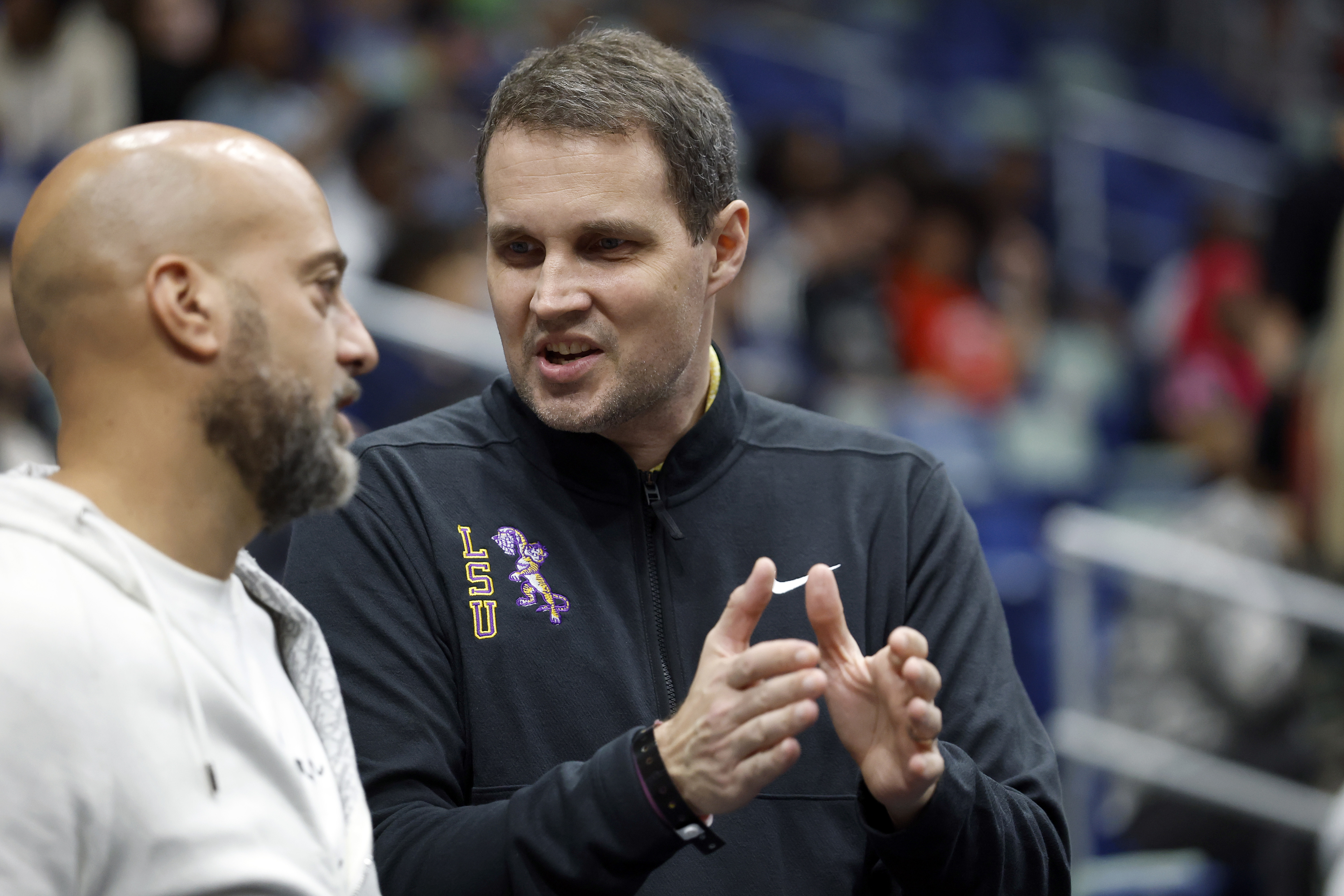 NEW ORLEANS, LOUISIANA - MARCH 29:  Head coach Will Wade of the LSU Tigers attends a game between the New Orleans Pelicans and the Houston Rockets at Smoothie King Center on March 29, 2026 in New Orleans, Louisiana. NOTE TO USER: User expressly acknowledges and agrees that, by downloading and or using this photograph, User is consenting to the terms and conditions of the Getty Images License Agreement. (Photo by Tyler Kaufman/Getty Images)
