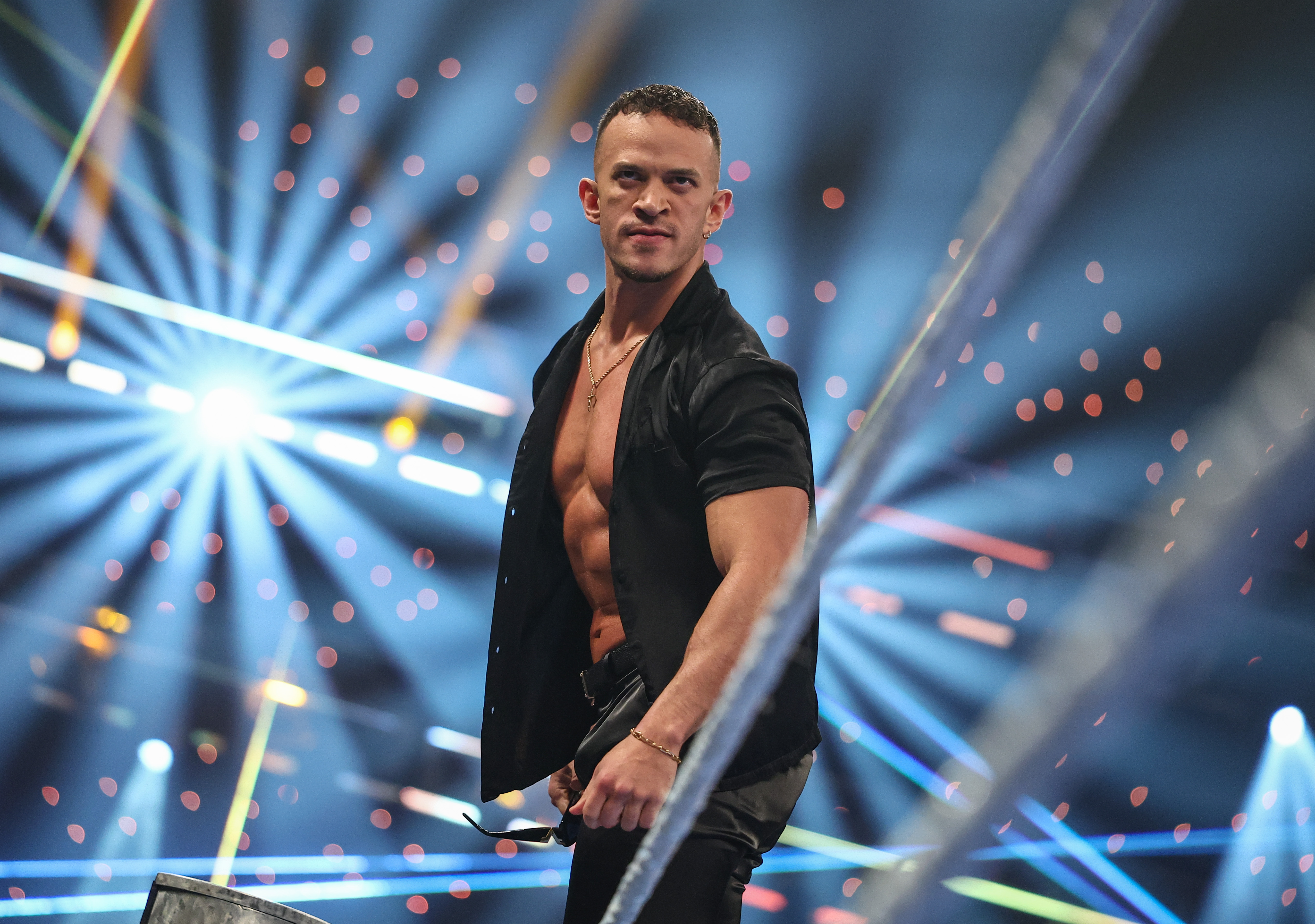 TULSA, OKLAHOMA - MAY 1: Ricky Saints makes his entrance during SmackDown at BOK Center on May 1, 2026 in Tulsa, Oklahoma. (Photo by Meg Oliphant/WWE via Getty Images)