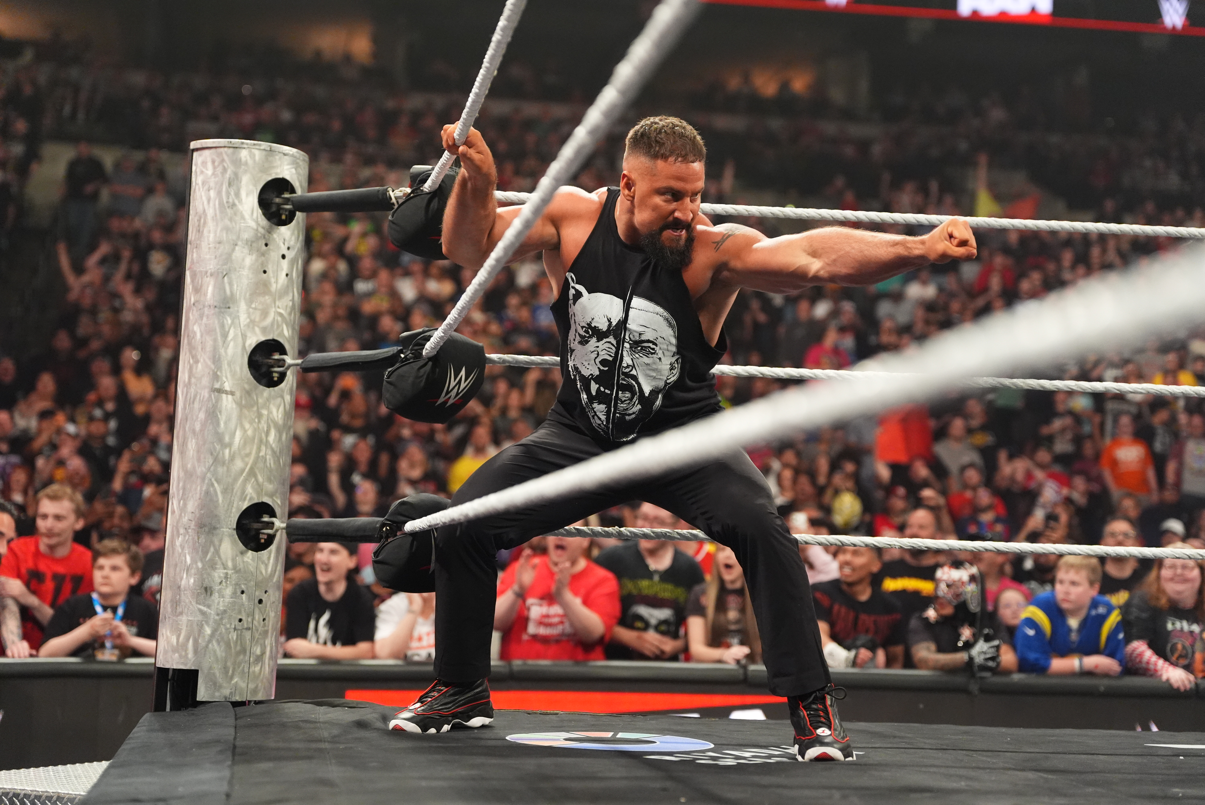 OMAHA,OMAHA, NEBRASKA - MAY 4: Bron Breakker in ring during Monday Night RAW at the CHI Health Center on May 4, 2026 in Omaha, Nebraska. (Photo by Georgiana Dallas/WWE via Getty Images)