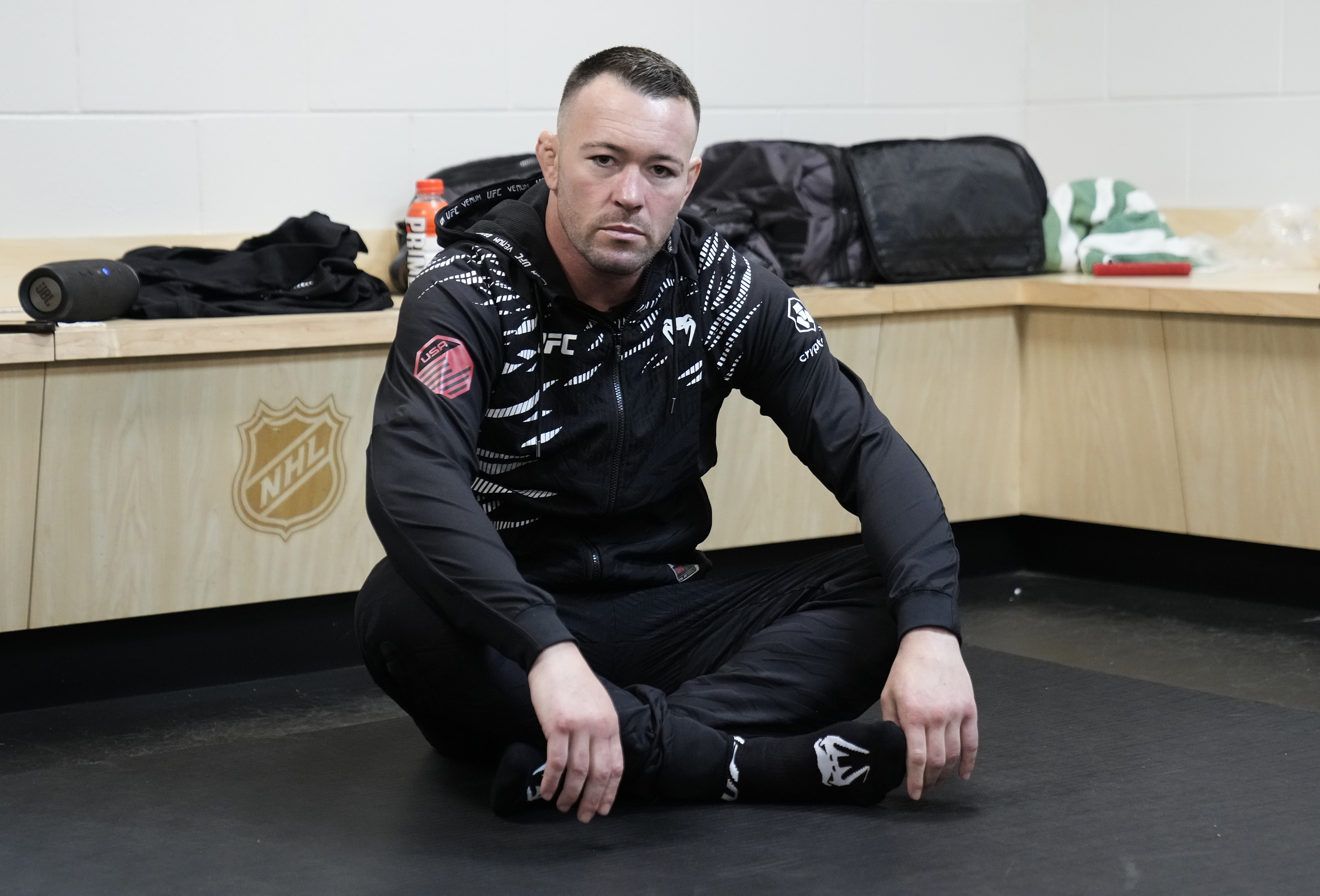TAMPA, FLORIDA - DECEMBER 14: Colby Covington is seen in his locker room prior to his fight during the UFC Fight Night event at Amalie Arena on December 14, 2024 in Tampa, Florida.  (Photo by Mike Roach/Zuffa LLC)