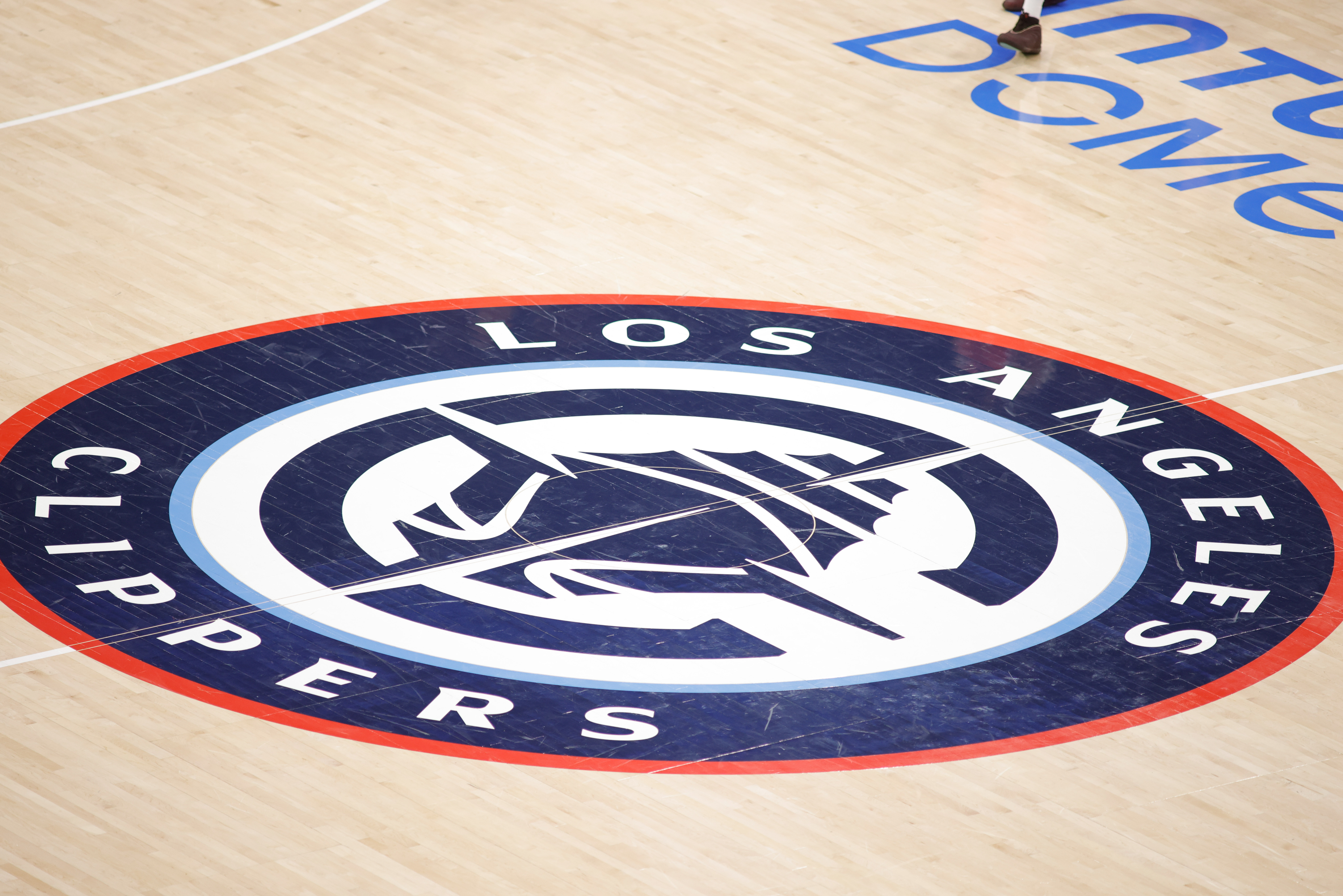 LOS ANGELES, CA - DECEMBER 23: Los Angeles Clippers center court  logo during the Los Angeles Lakers vs Los Angeles Clippers NBA game on December 23, 2025, at Intuit Dome in Inglewood, CA. (Photo by Jevone Moore/Icon Sportswire via Getty Images)