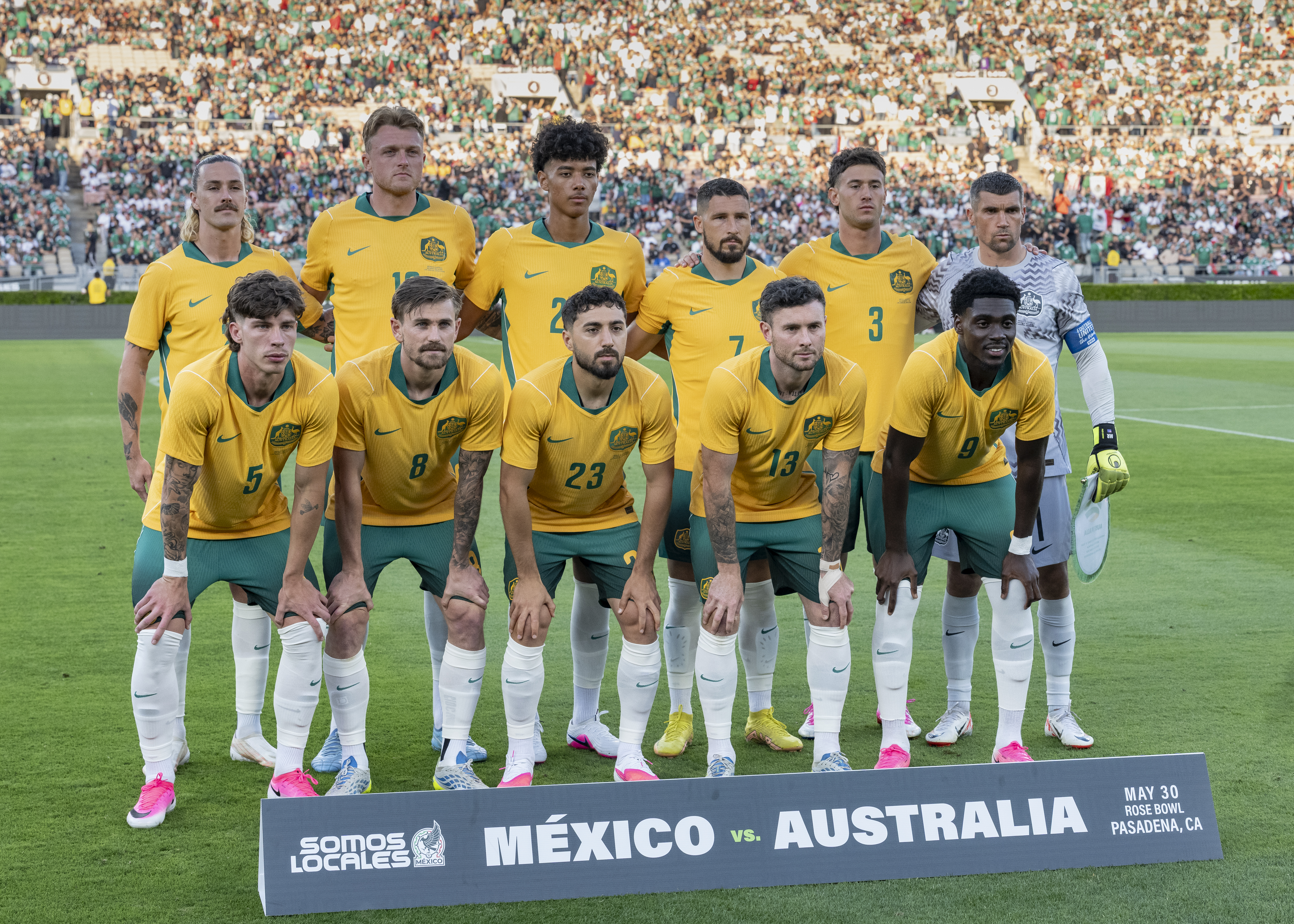 PASADENA, CA - MAY 30: The starting XI of team Australia pose for the team portrait before a game between Australia and Mexico at Rose Bowl on May 30, 2026 in Pasadena, California. (Photo by Seth Greenberg/ISI Photos/ISI Photos via Getty Images)