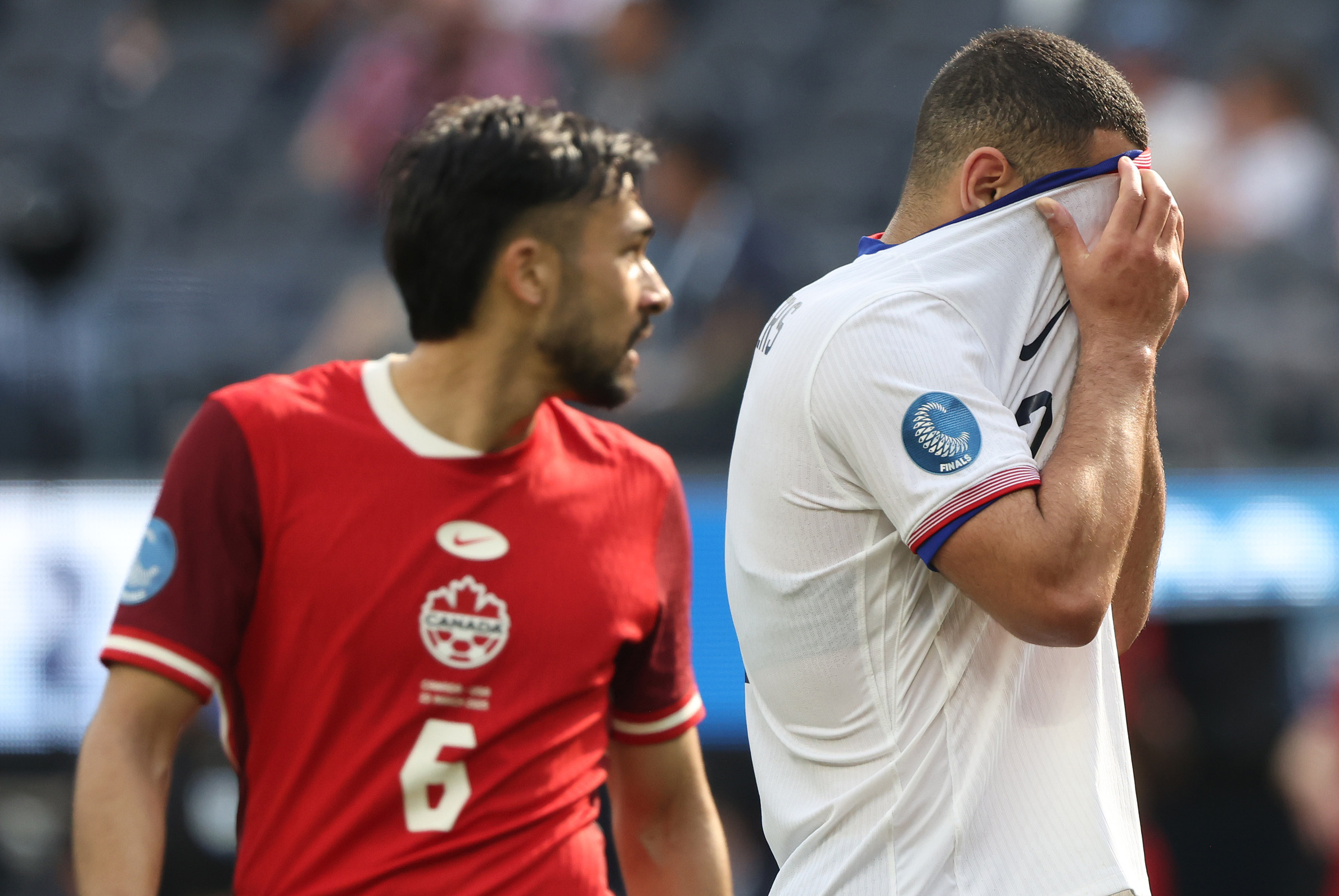 INGLEWOOD, CALIFORNIA - MARCH 23: Cameron Carter-Vickers from United States reacts against Canada for the Third Place Match for the CONCACAF Nations League at SoFi Stadium on March 23, 2025 in Inglewood, California. (Photo by Luiza Moraes/USSF/Getty Images for USSF)