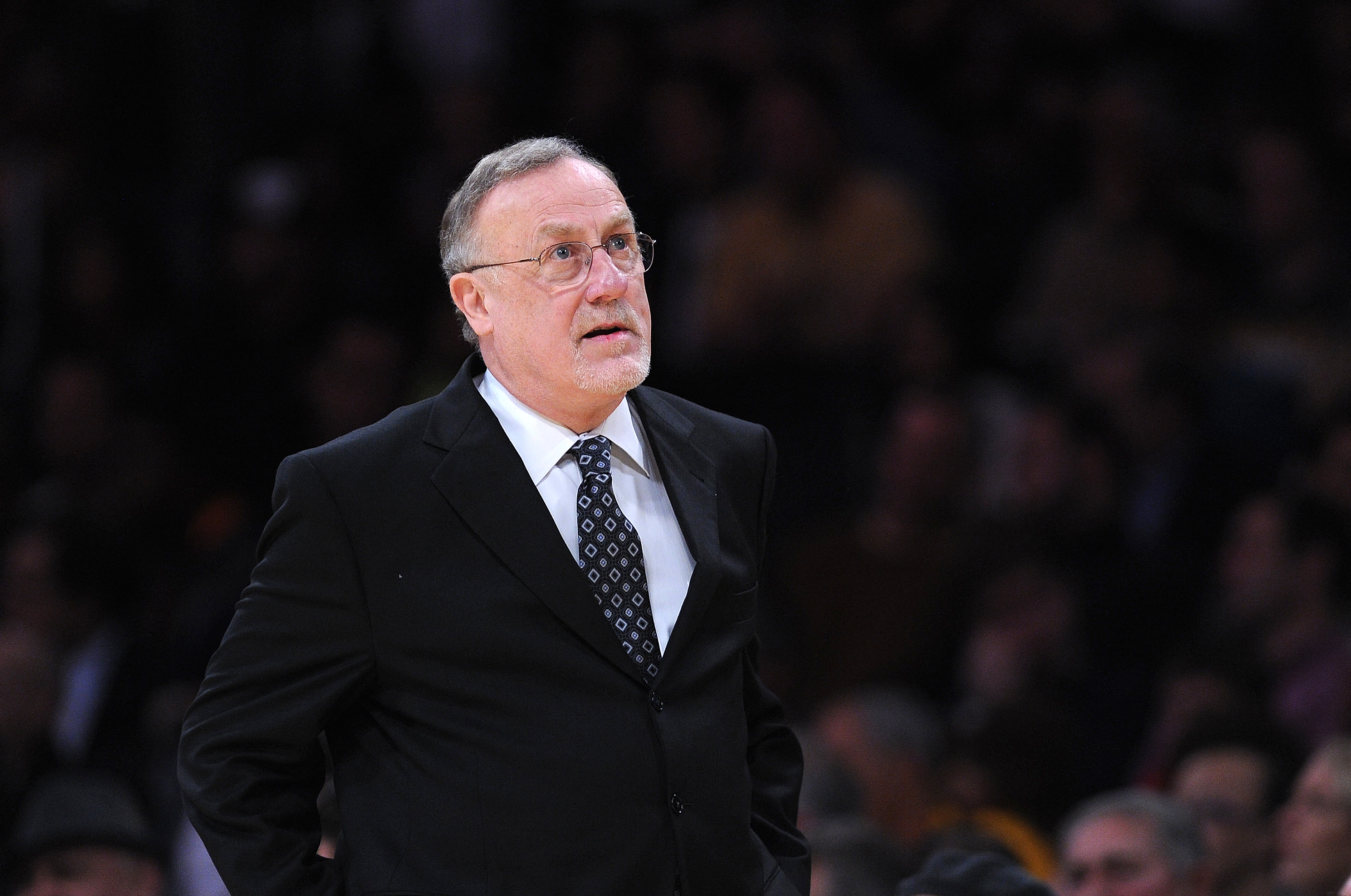The Minnesota Timberwolves coach Rick Adelman during the NBA game against the Los Angeles Lakers at Staples Center on December 20, 2013 in Los Angeles, California.   AFP PHOTO / Robyn Beck (Photo by ROBYN BECK / AFP via Getty Images)