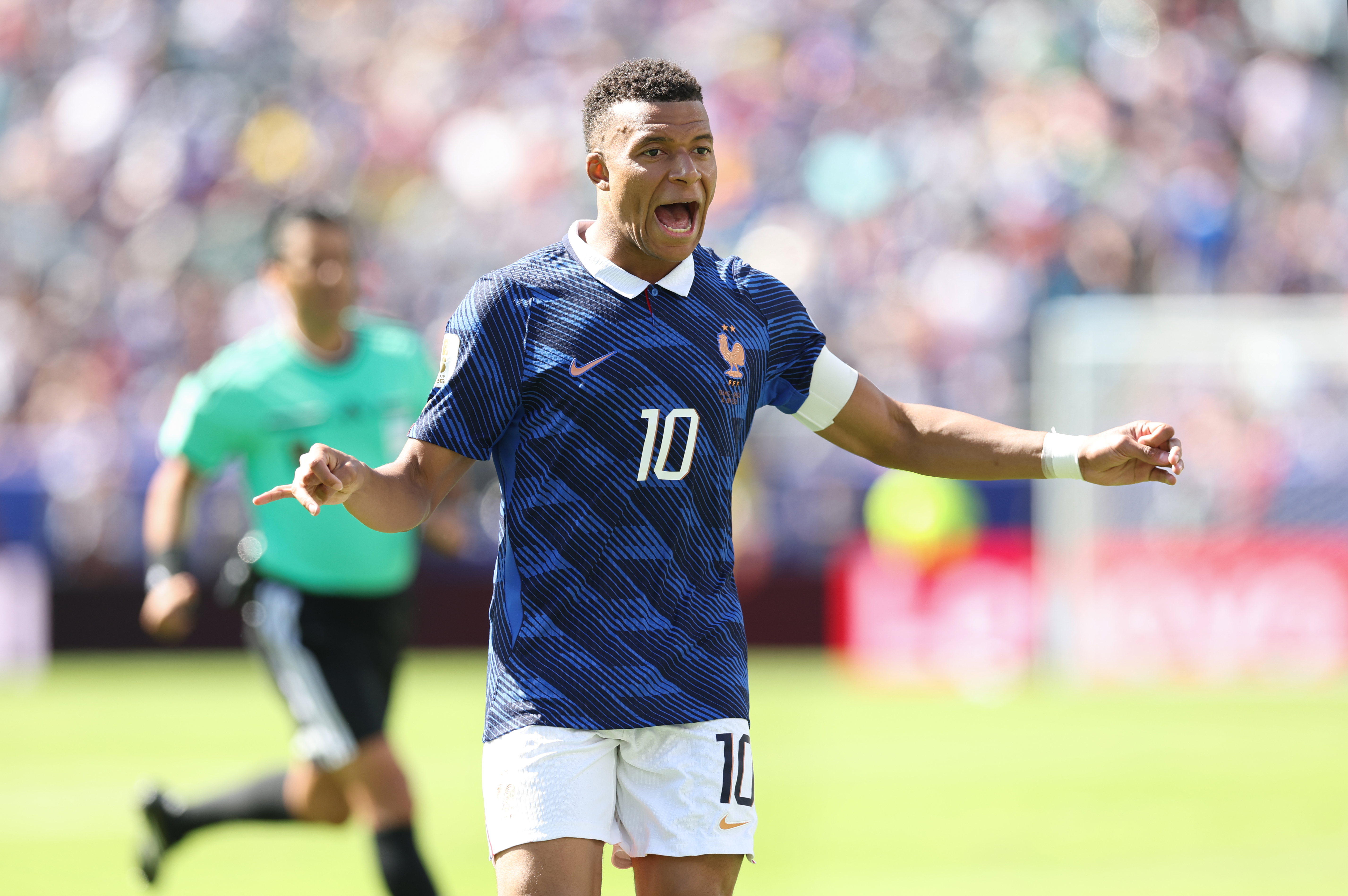 EAST RUTHERFORD, NEW JERSEY - JUNE 16: France's Kylian Mbappe during the FIFA World Cup 2026 Group I match between France and Senegal at New York New Jersey Stadium on June 16, 2026 in East Rutherford, United States. (Photo by Rob Newell - CameraSport via Getty Images)