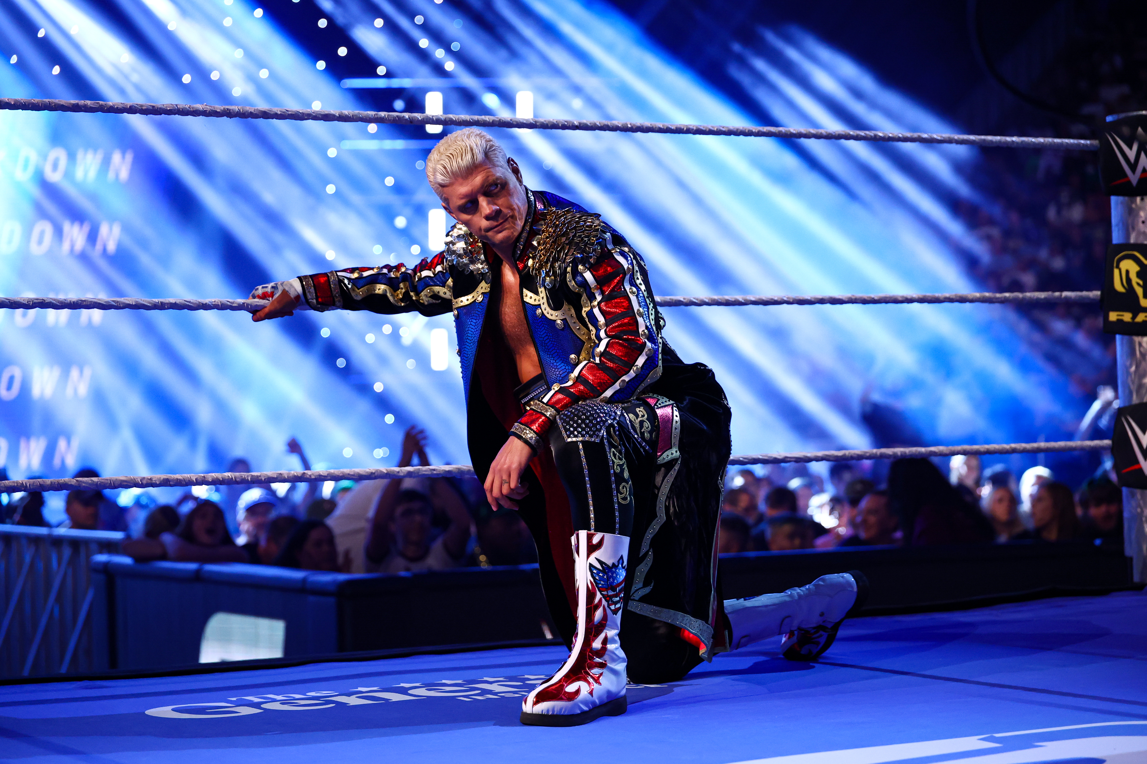 KANSAS CITY, MISSOURI - JUNE 19: Cody Rhodes enters the ring at T-Mobile Center on June 19, 2026 in Kansas City, Missouri. (Photo by Kevin Sabitus/WWE via Getty Images)