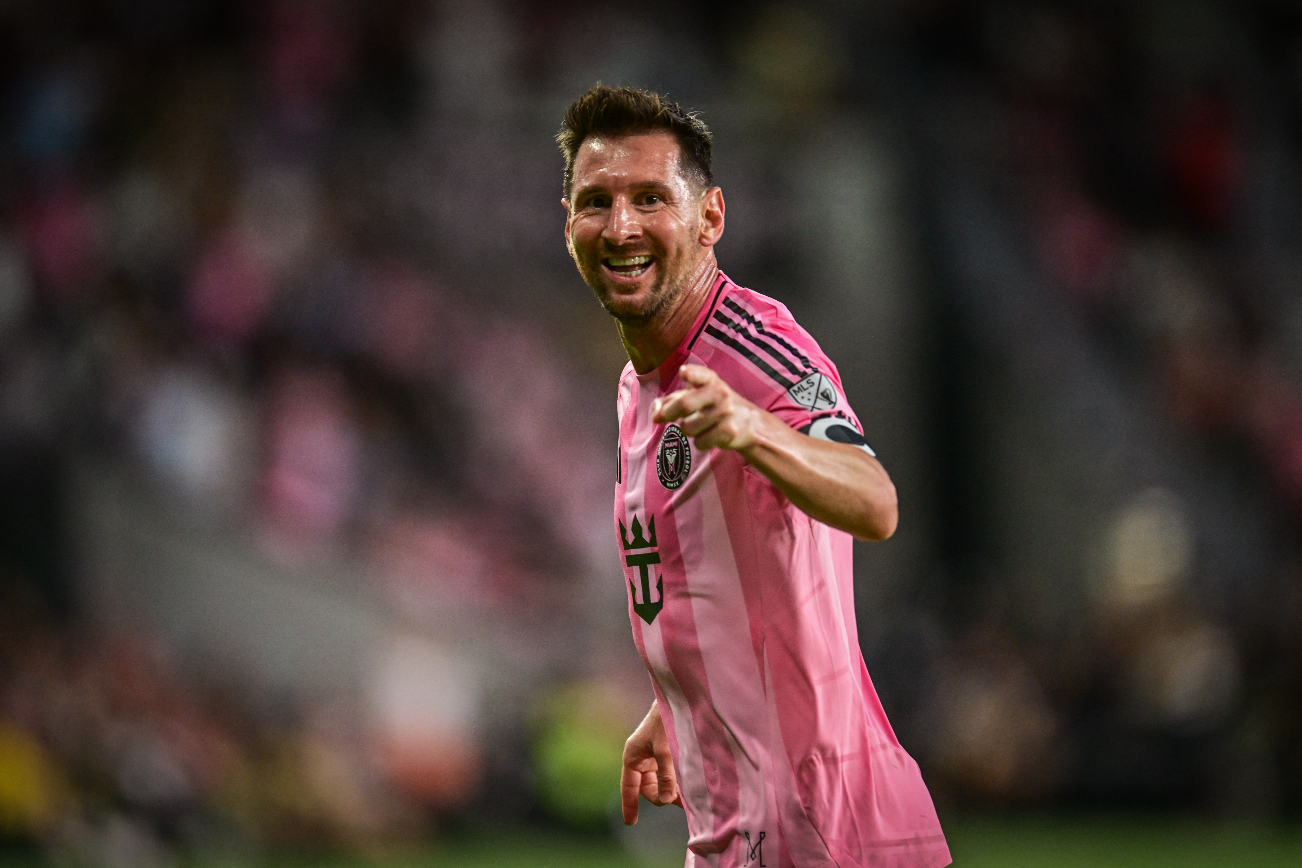 Inter Miami's Argentine forward #10 Lionel Messi celebrates a goal during a Major League Soccer (MLS) regular season football match between Inter Miami CF and Orlando City SC at NU Stadium in Miami, on May 2, 2026. (Photo by Giorgio Viera / AFP via Getty Images)