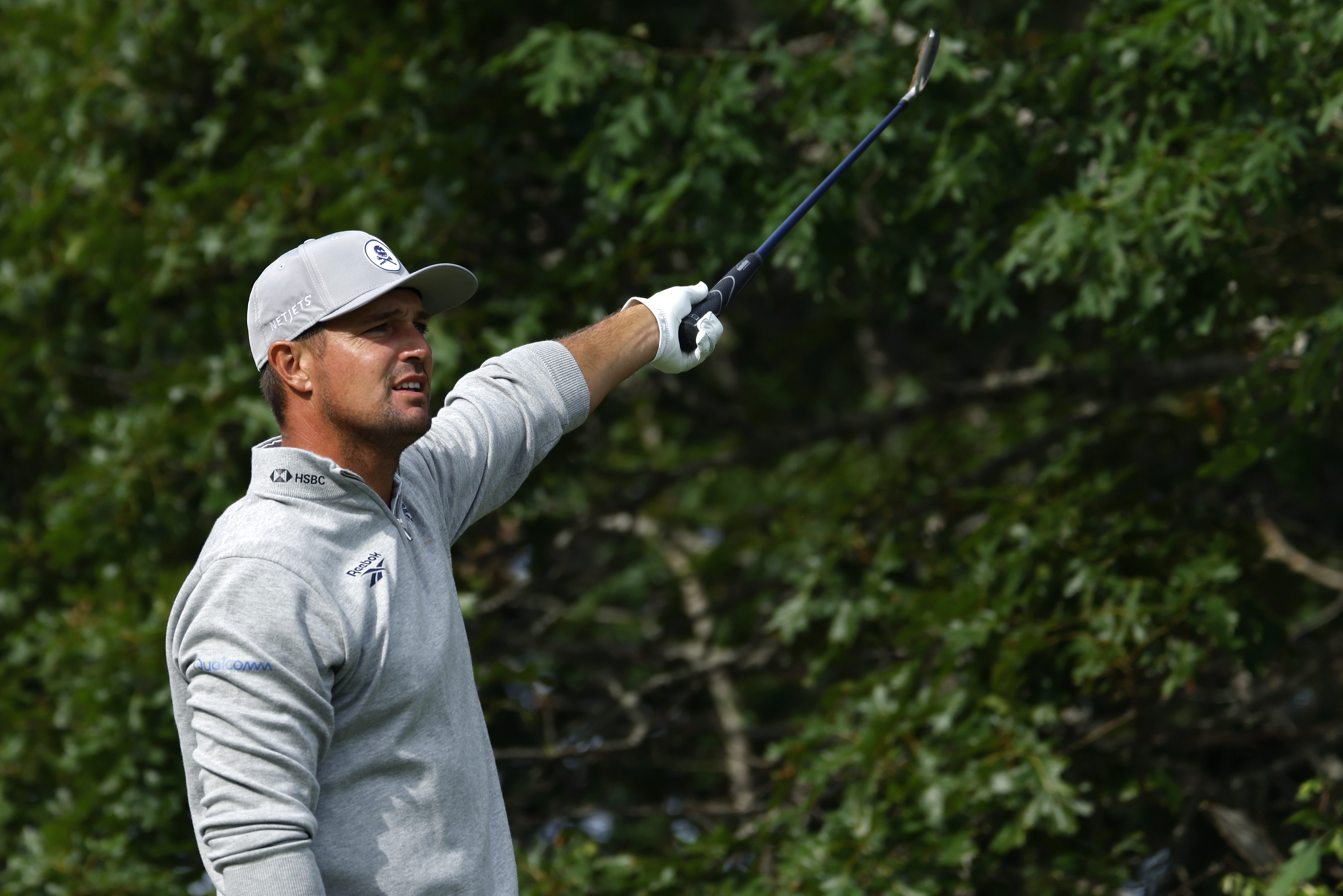 SOUTHAMPTON, NEW YORK - JUNE 19: Bryson DeChambeau of the United States reacts to their shot from the second tee during the second round of the 126th U.S. OPEN at Shinnecock Hills Golf Club on June 19, 2026 in Southampton, New York. (Photo by Cliff Hawkins/Getty Images)