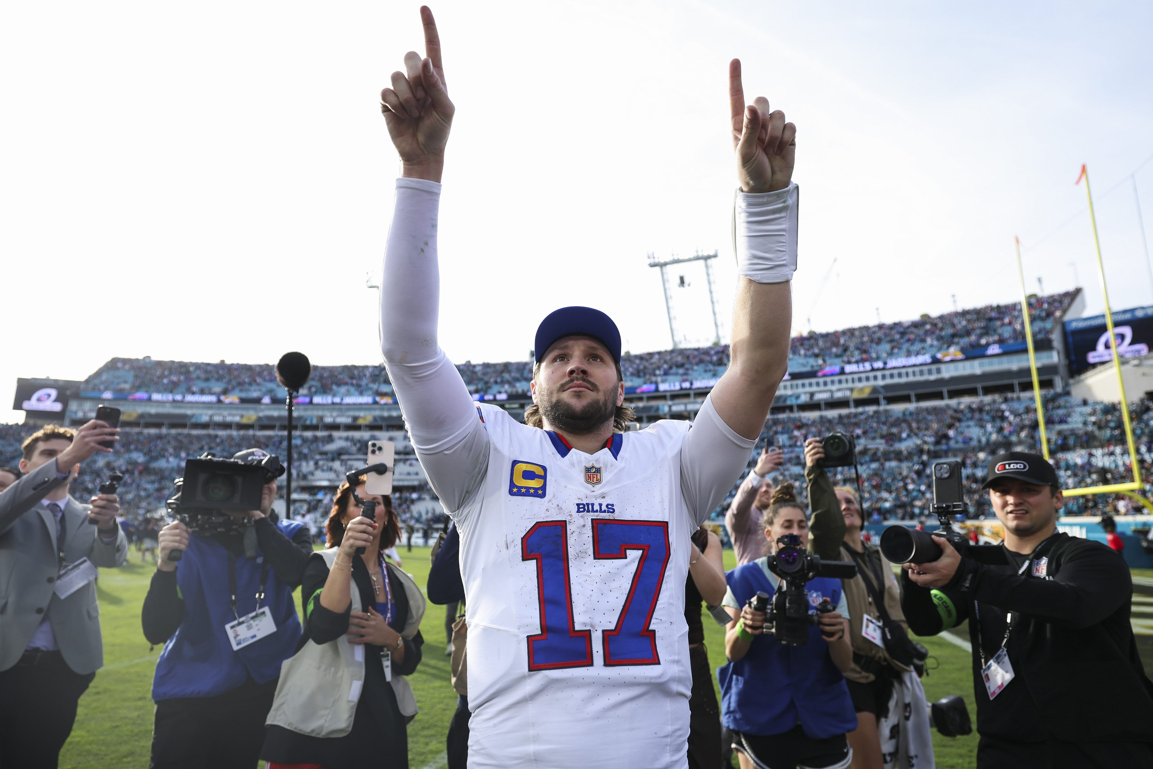 Josh Allen led the Bills to a wild-card weekend win over the Jaguars before Buffalo lost in the divisional round. (Photo by Logan Bowles/Getty Images)