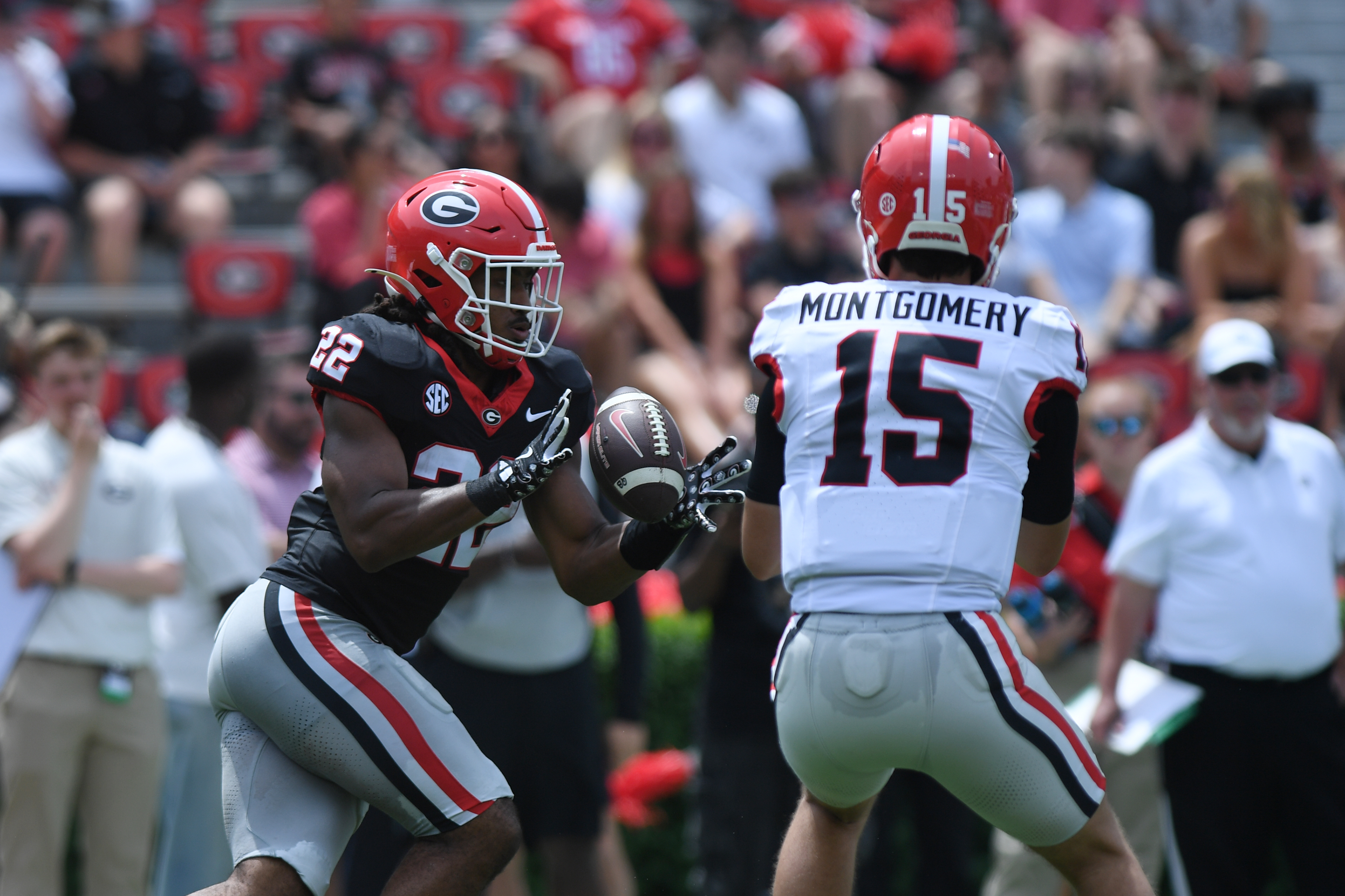 Dante Dowdell, seen here in Georgia's spring game in April, is hospitalized with injuries sustained in an ATV accident.