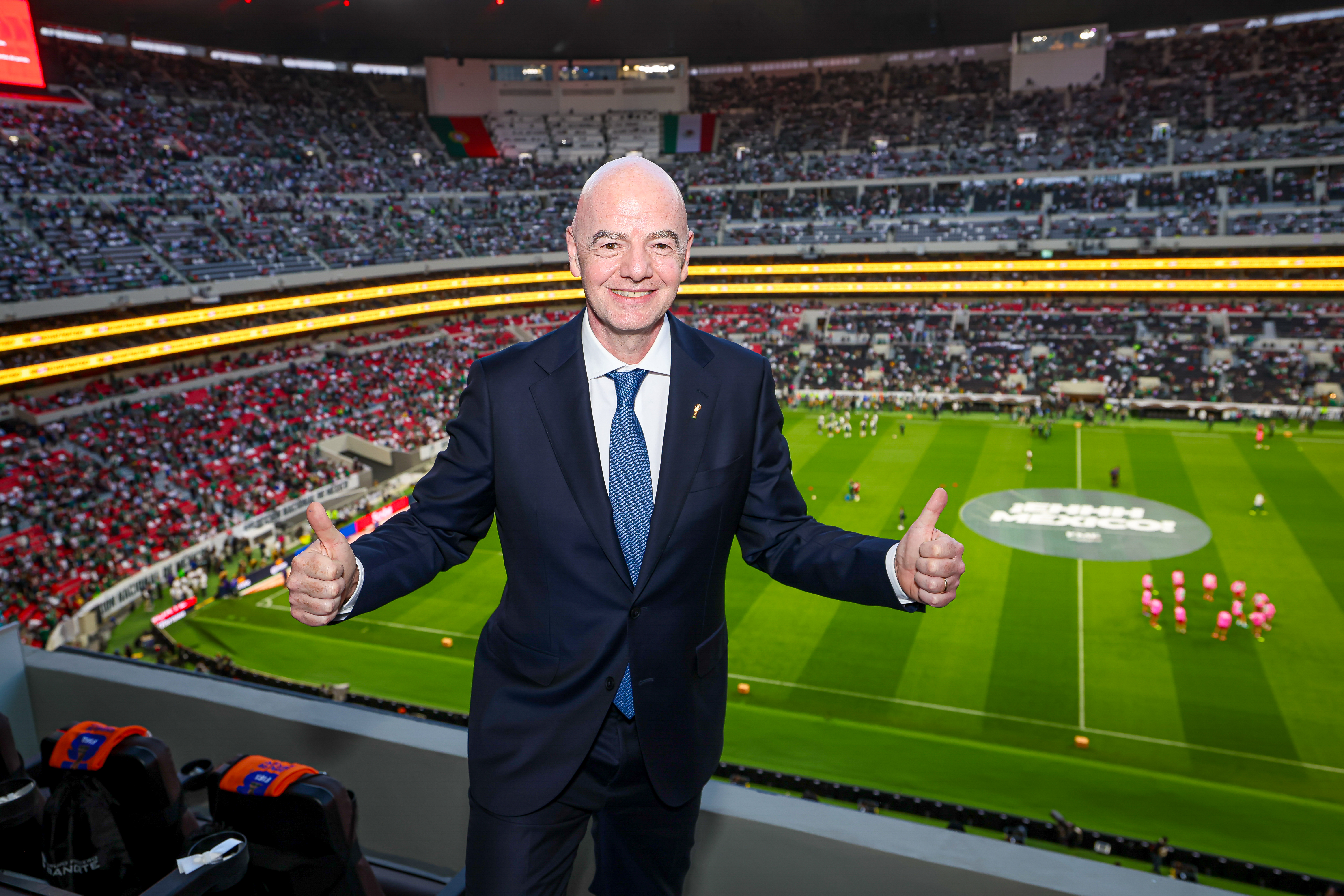MEXICO CITY, MEXICO - FIFA President Gianni Infantino during an international friendly between Mexico and Portugal at Banorte Stadium.  (Photo by Antonio Torres - FIFA/FIFA via Getty Images)