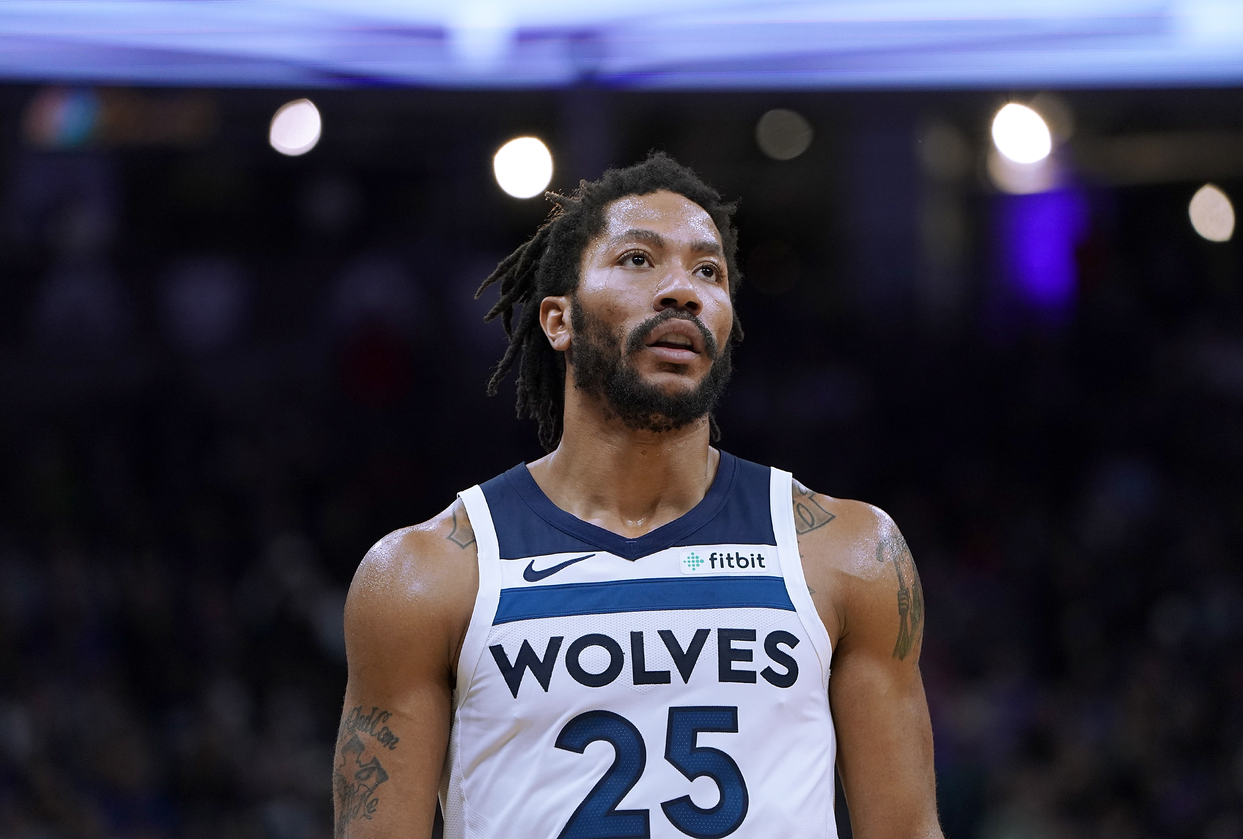 SACRAMENTO, CA - DECEMBER 12:  Derrick Rose #25 of the Minnesota Timberwolves looks on against the Sacramento Kings during an NBA basketball game at Golden 1 Center on December 12, 2018 in Sacramento, California. NOTE TO USER: User expressly acknowledges and agrees that, by downloading and or using this photograph, User is consenting to the terms and conditions of the Getty Images License Agreement.  (Photo by Thearon W. Henderson/Getty Images)