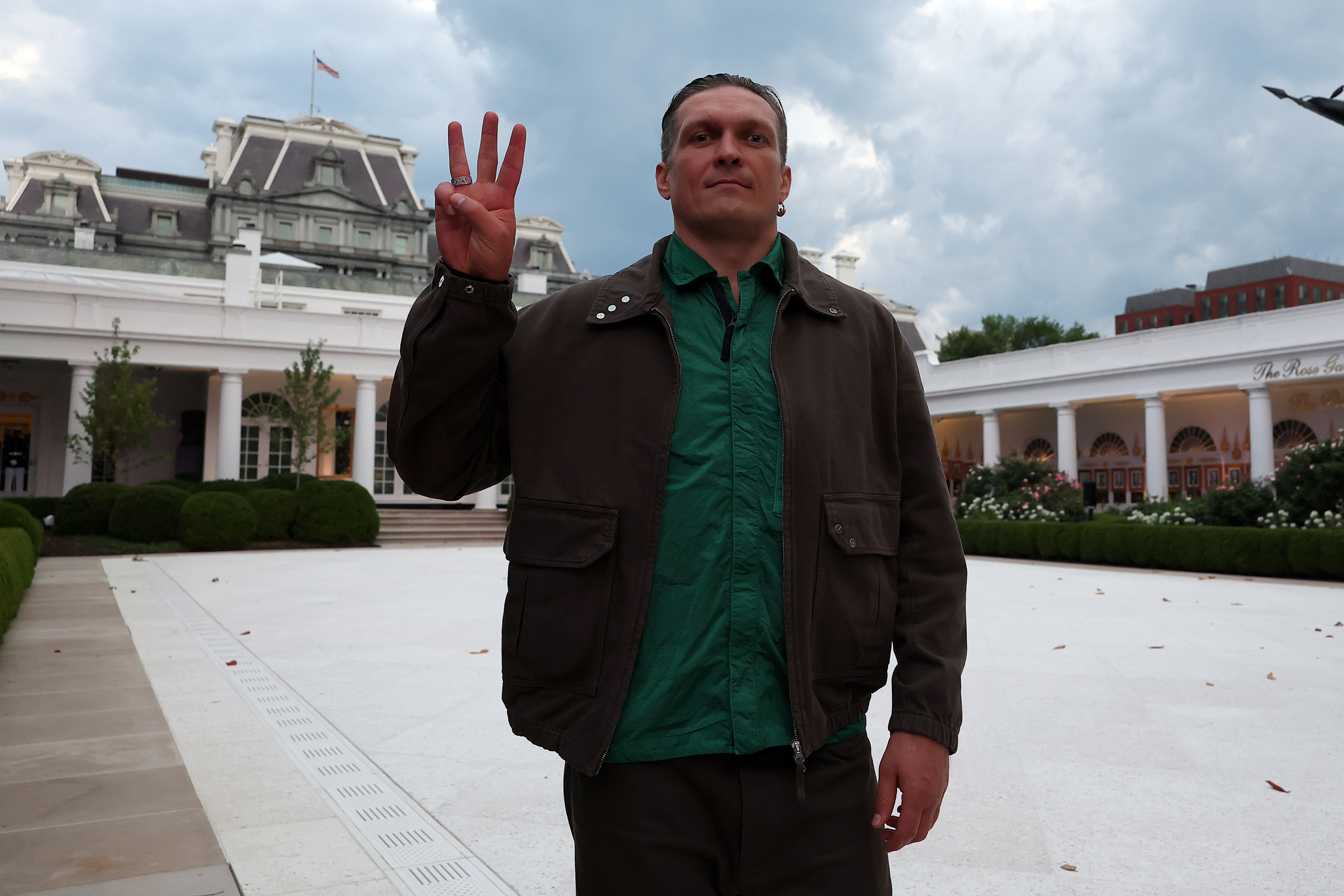 WASHINGTON, DC - JUNE 14: Heavyweight boxing champion Oleksandr Usyk from Ukraine poses in the Rose Garden at the White House during the UFC Freedom 250 event on the South Lawn at the White House on June 14, 2026 in Washington, DC. (Photo by Ed Mulholland/Zuffa LLC)