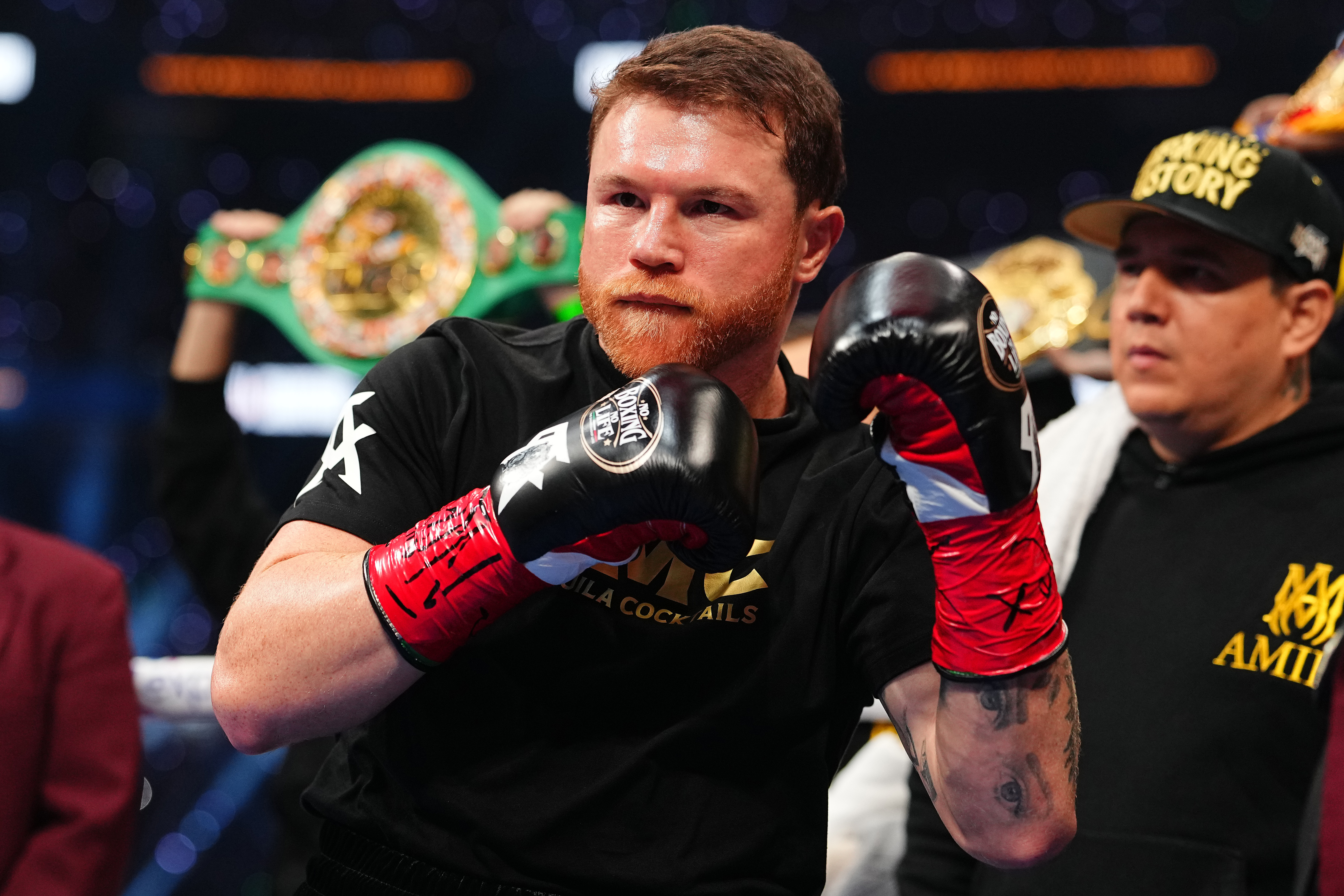 LAS VEGAS, NEVADA - SEPTEMBER 13: Canelo Alvarez looks on prior to the Undisputed & Ring Magazine Super Middleweight Championship against Terence Crawford (not pictured) at Allegiant Stadium on September 13, 2025 in Las Vegas, Nevada. (Photo by Chris Unger/TKO Worldwide LLC via Getty Images)