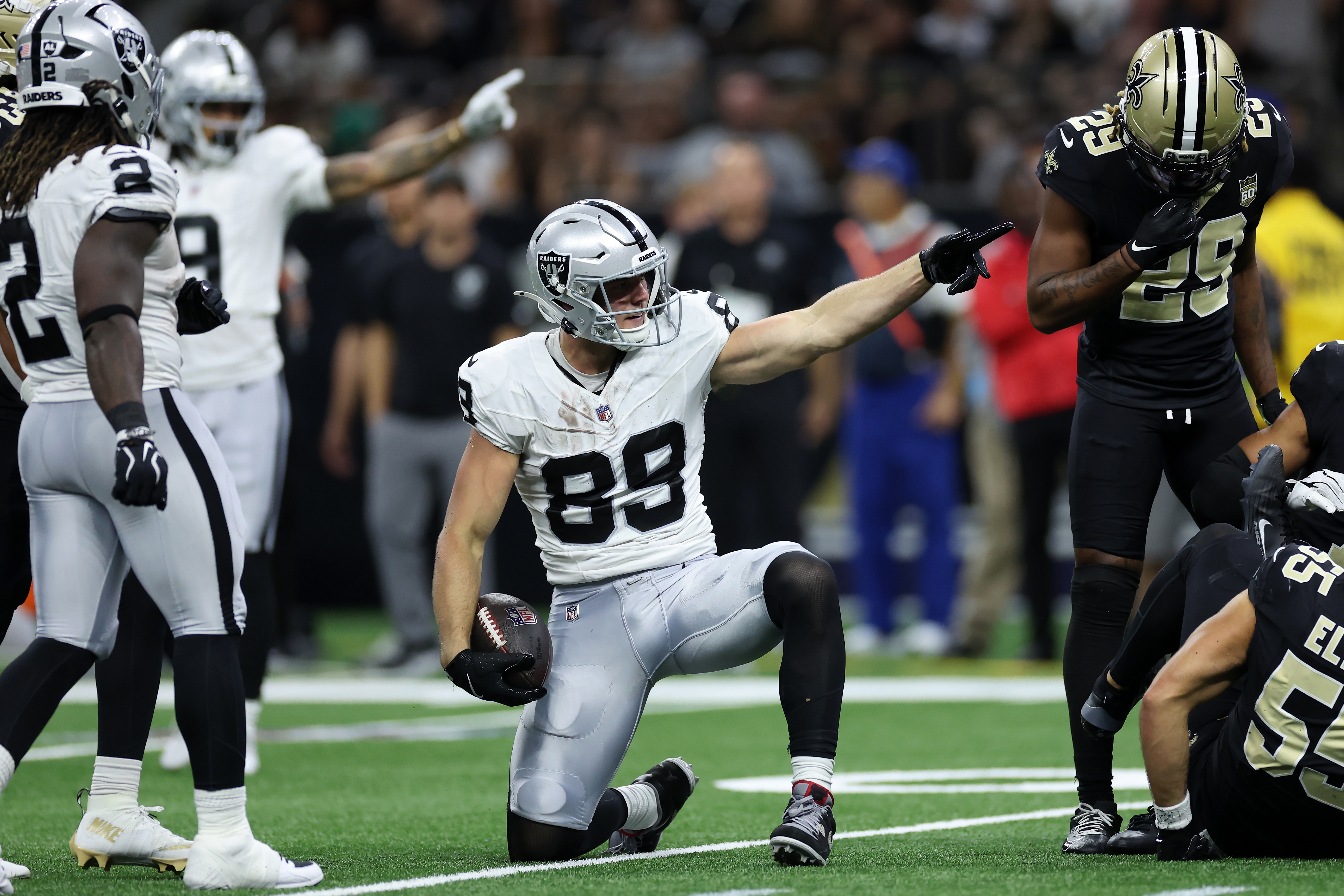 Brock Bowers leads the Las Vegas Raiders into a huge game against the Chiefs. (Photo by Morgan Simmons/Getty Images)