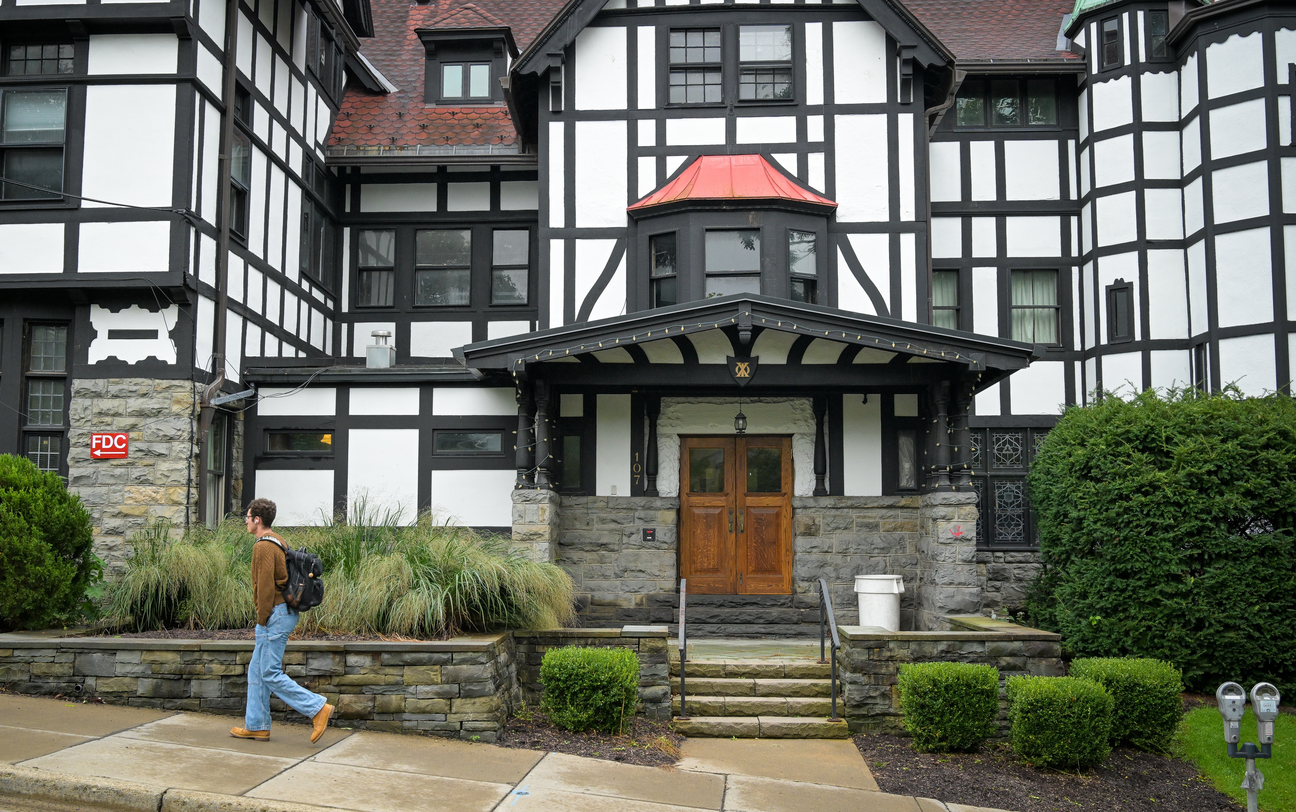 The Chi Phi fraternity house at Cornell University in Ithaca, N.Y., Monday, Sept.28, 2026. (AP Photo/Heather Ainsworth)