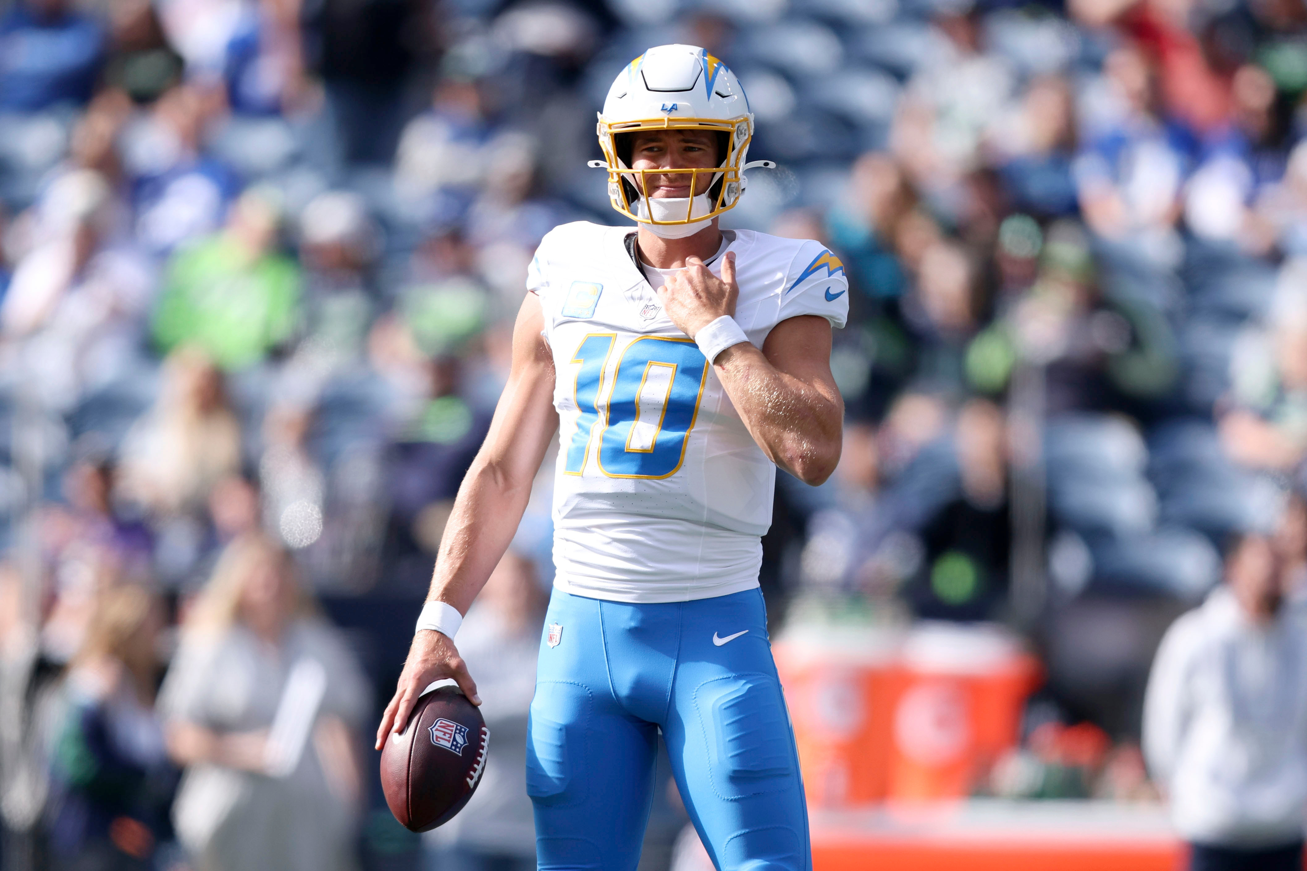 Justin Herbert, Sam Darnold throw back-to-back interceptions historically bad start in Seattle