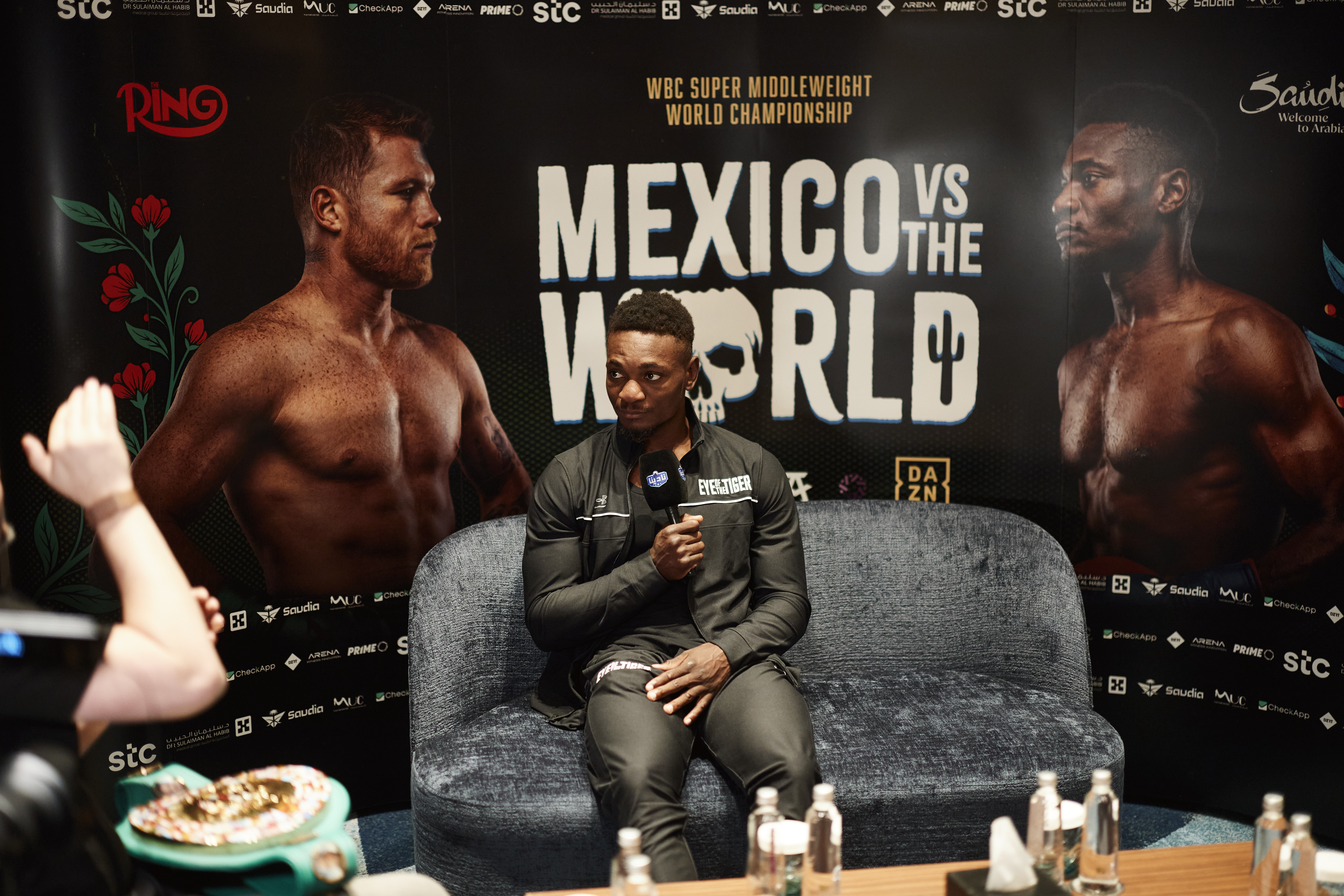 RIYADH, SAUDI ARABIA - OCTOBER 28: Christian Mbilli during media ahead of the Ring Magazine Event on October 28, 2026 in Riyadh, Saudi Arabia. (Photo by Mark Robinson/Getty Images)