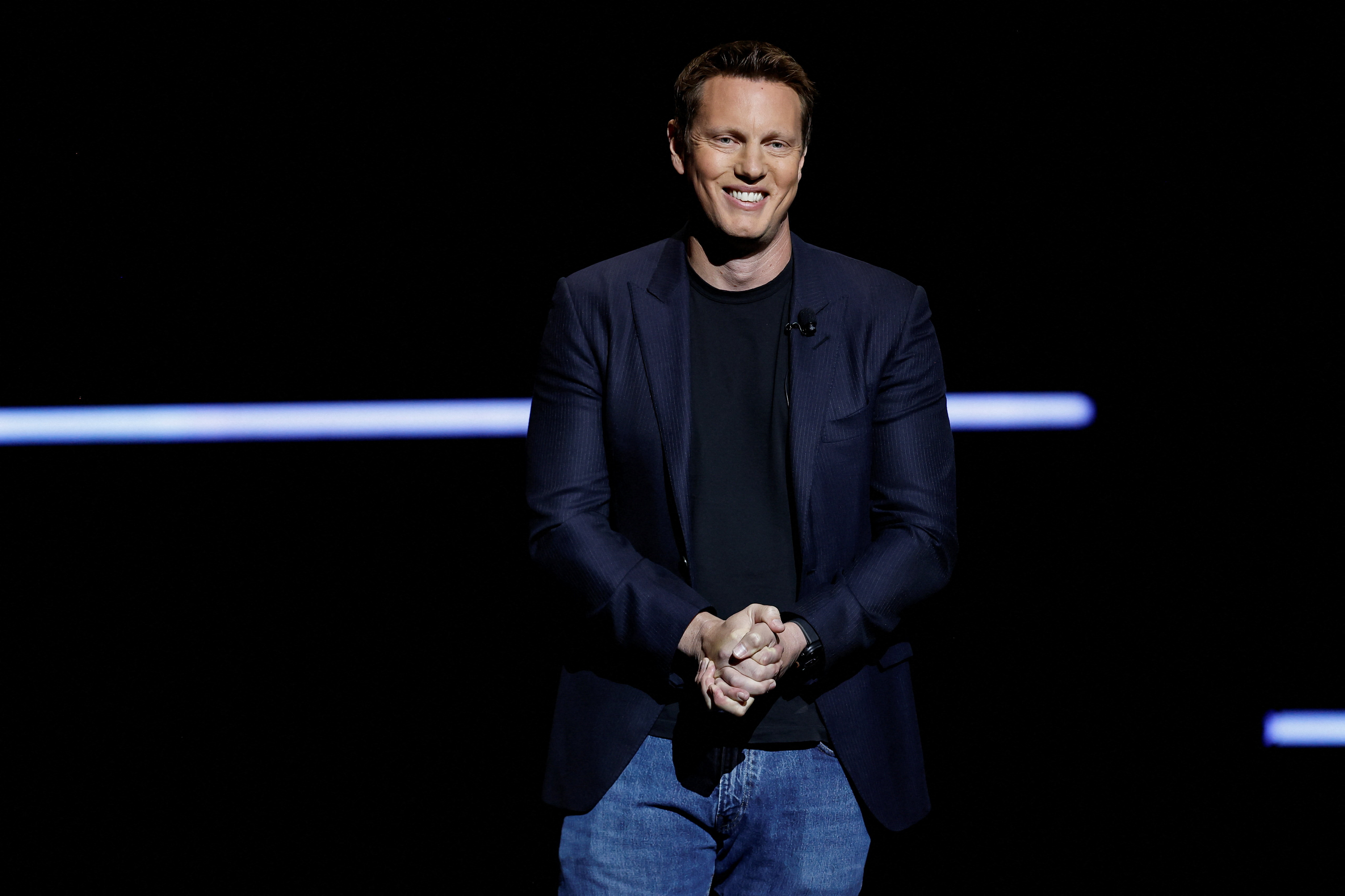 David Ellison, CEO of Paramount Skydance, speaks during the Paramount Pictures presentation at CinemaCon, the official convention of Cinema United, in Las Vegas, Nevada, U.S., April 16, 2026. REUTERS/Caroline Brehman