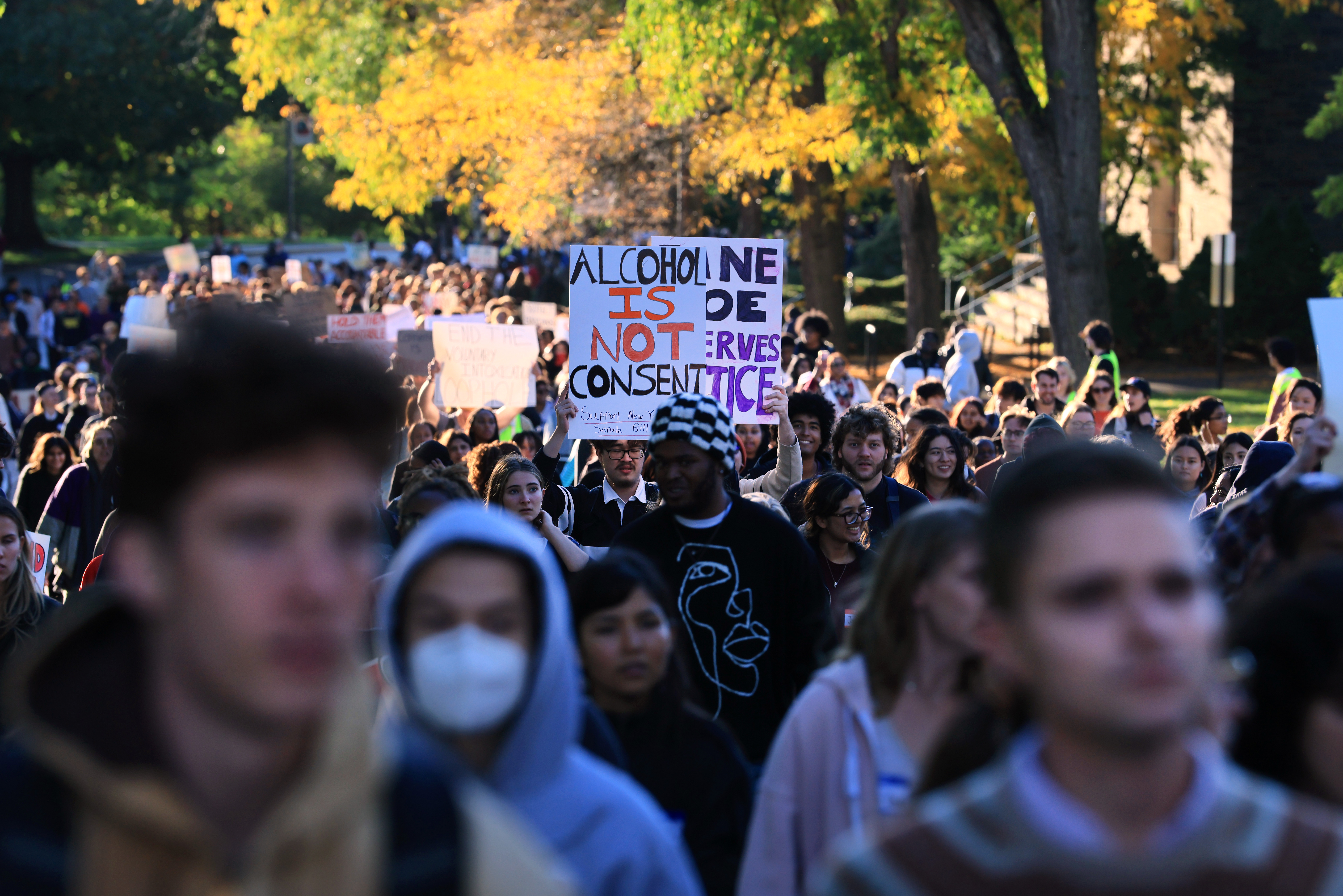 Students participate in the march and protest at Cornell University on Oct. 5.